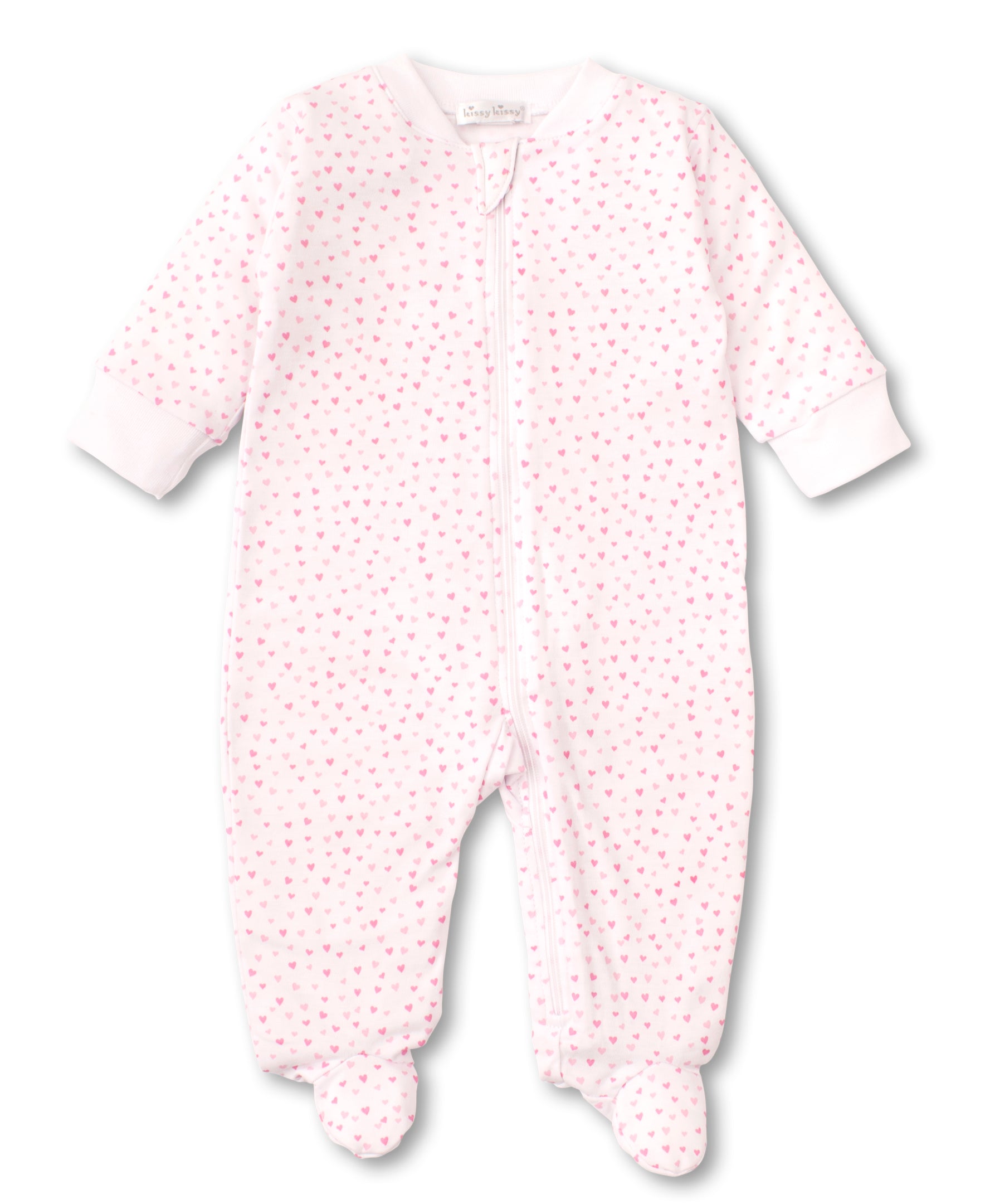 Kissy Sweethearts White Zip Footie - Kissy Kissy
