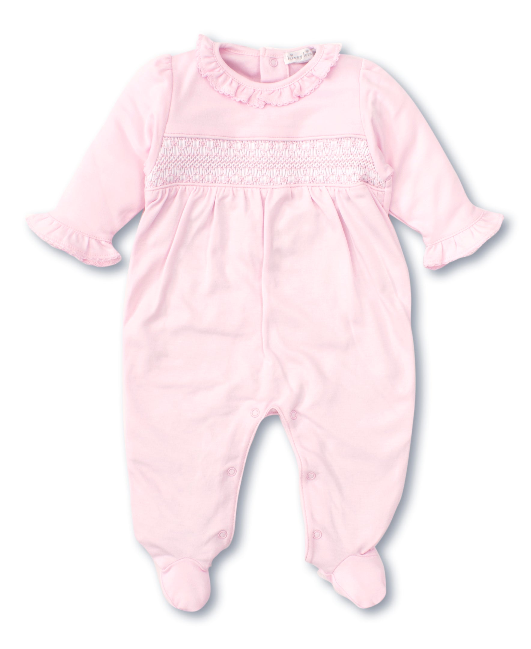 Hand Smocked CLB Charmed Pink Footie - Kissy Kissy