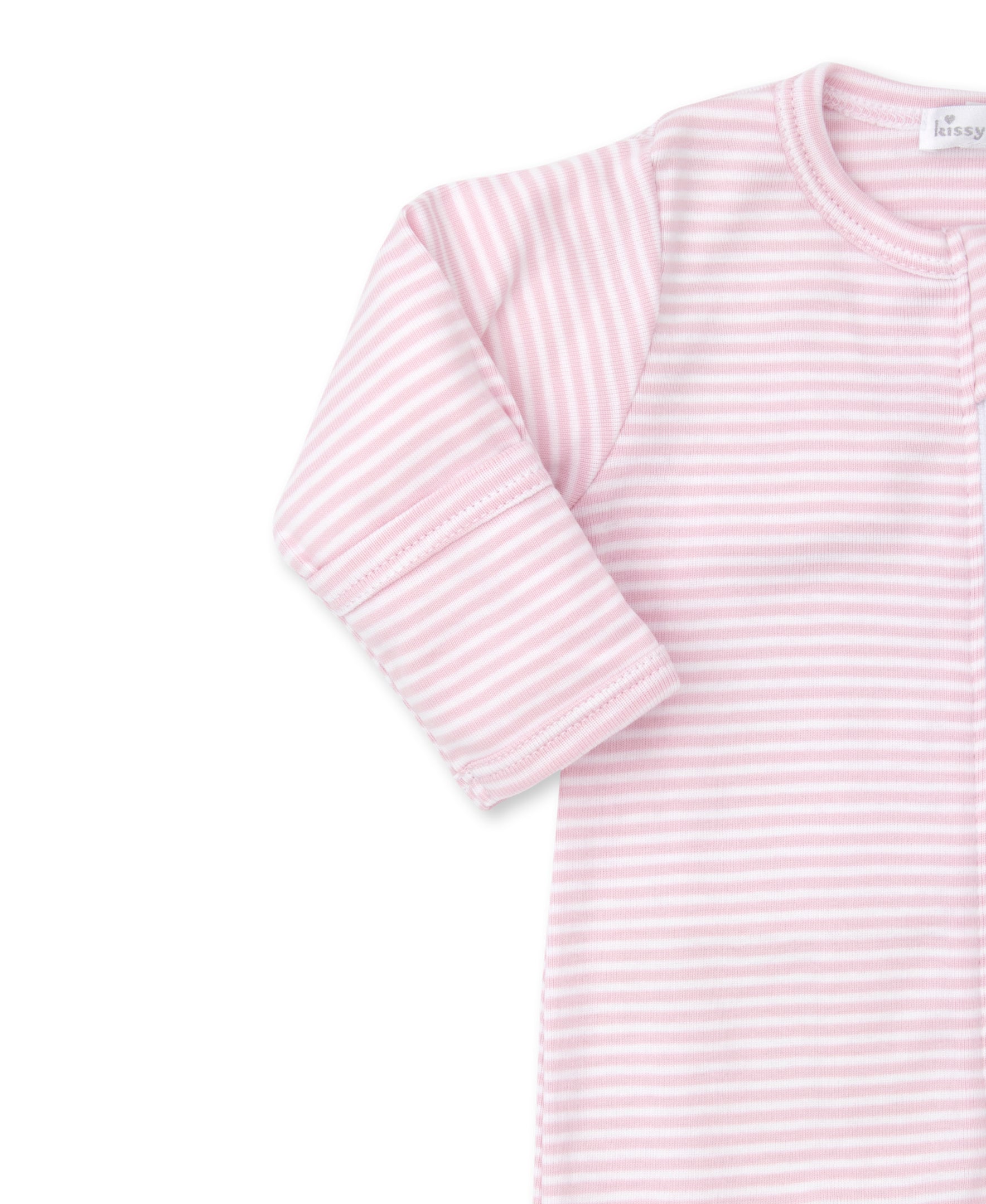 Classic Rib Pink Stripe Zip Footie - Kissy Kissy