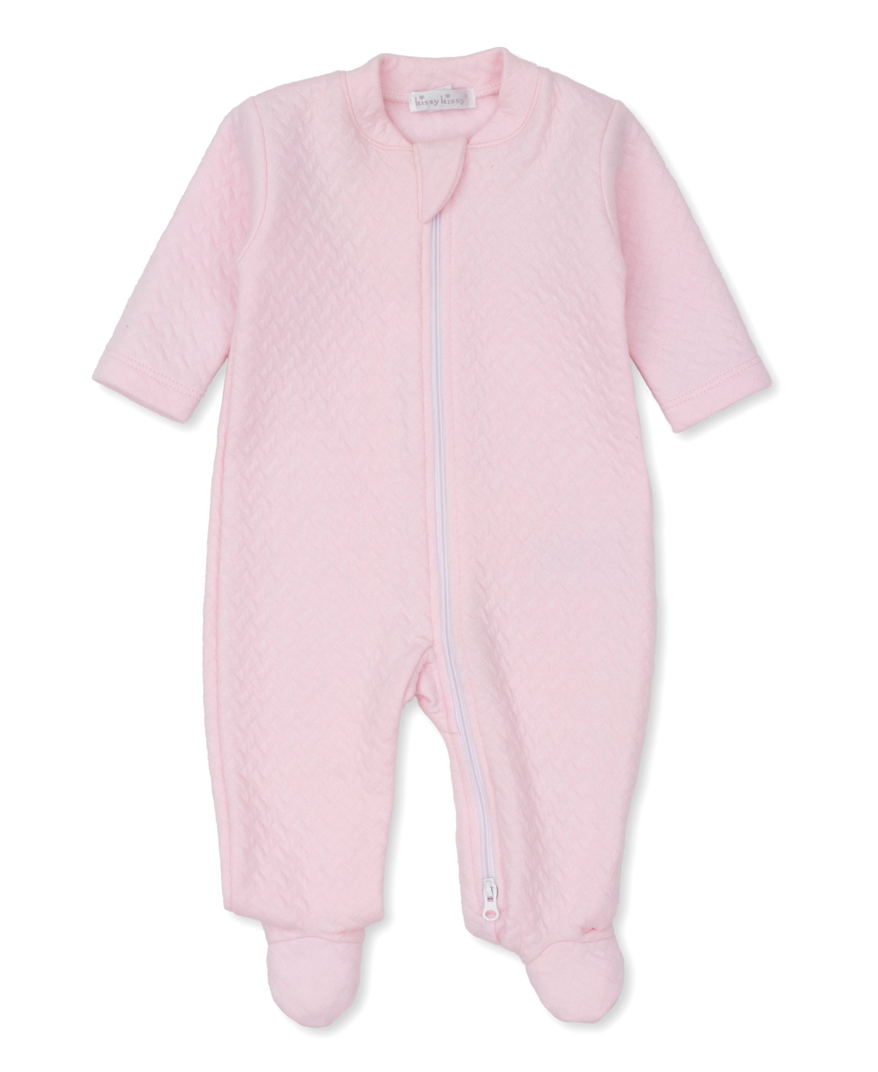 Classic Jacquards Pink Zip Footie - Kissy Kissy