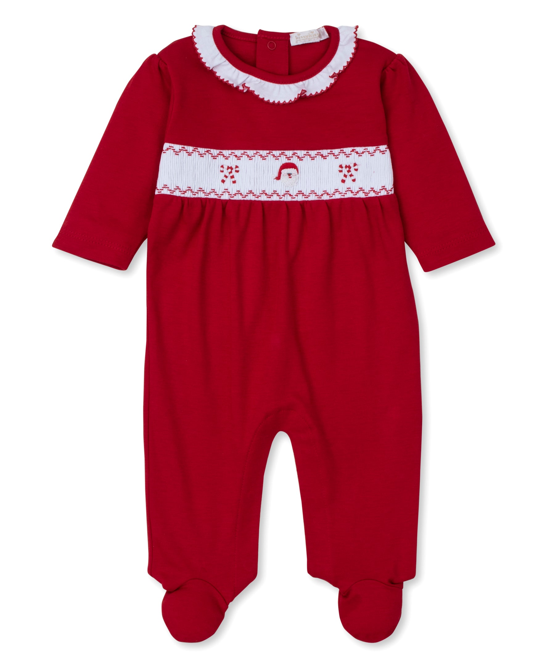 CLB Holiday Medley 26 Hand Smocked Ruffle Footie - Kissy Kissy