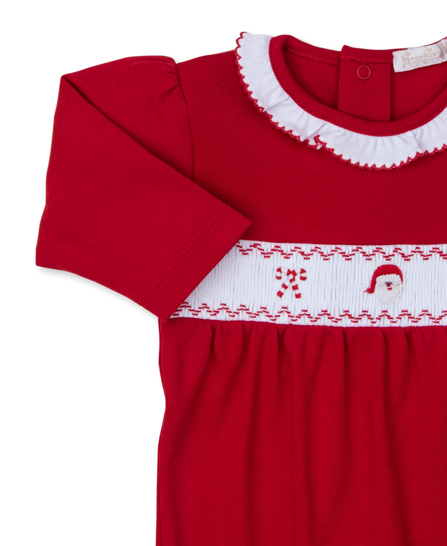 CLB Holiday Medley 26 Hand Smocked Ruffle Footie - Kissy Kissy