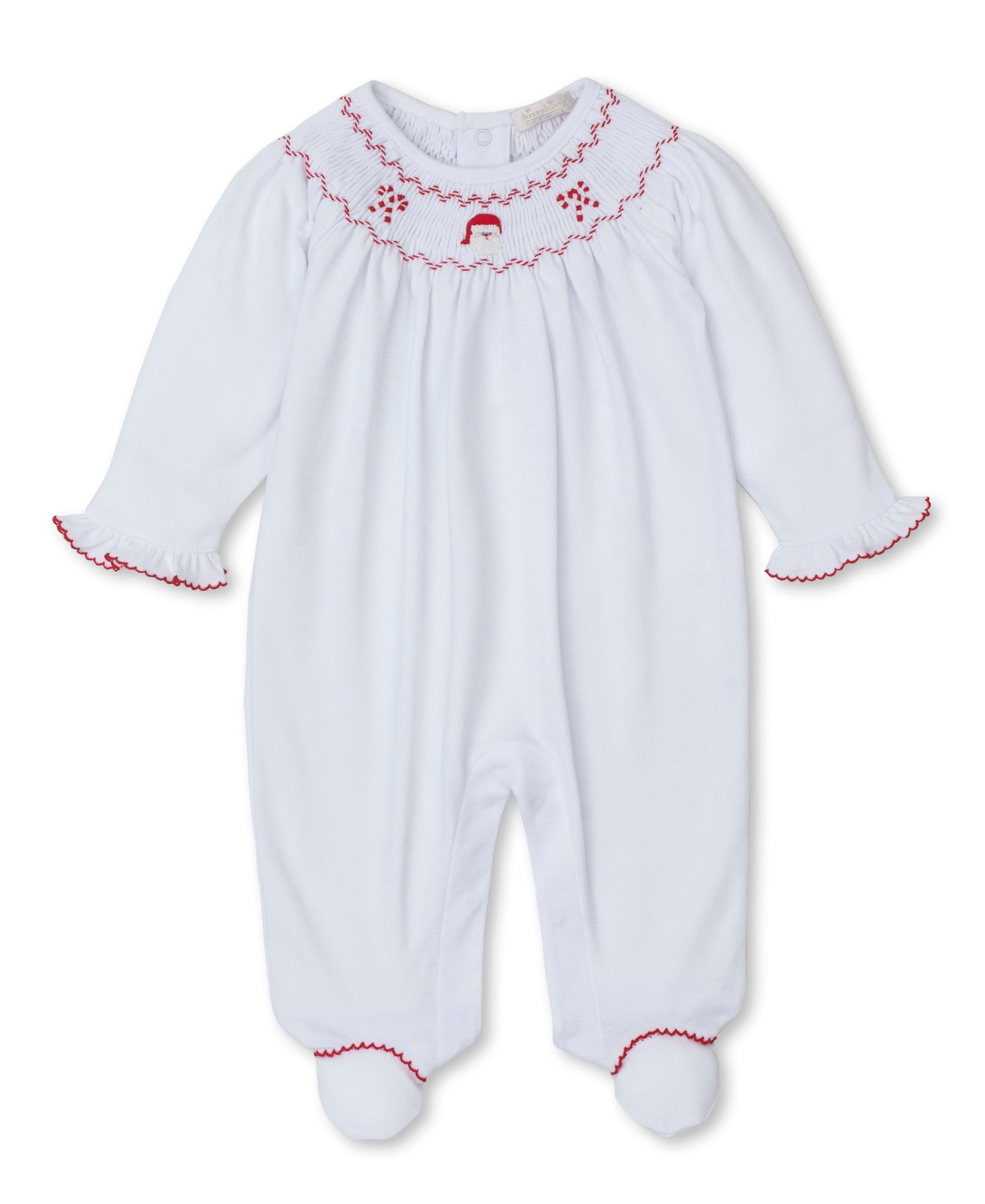 CLB Holiday Medley 26 Hand Smocked Santa Footie - Kissy Kissy