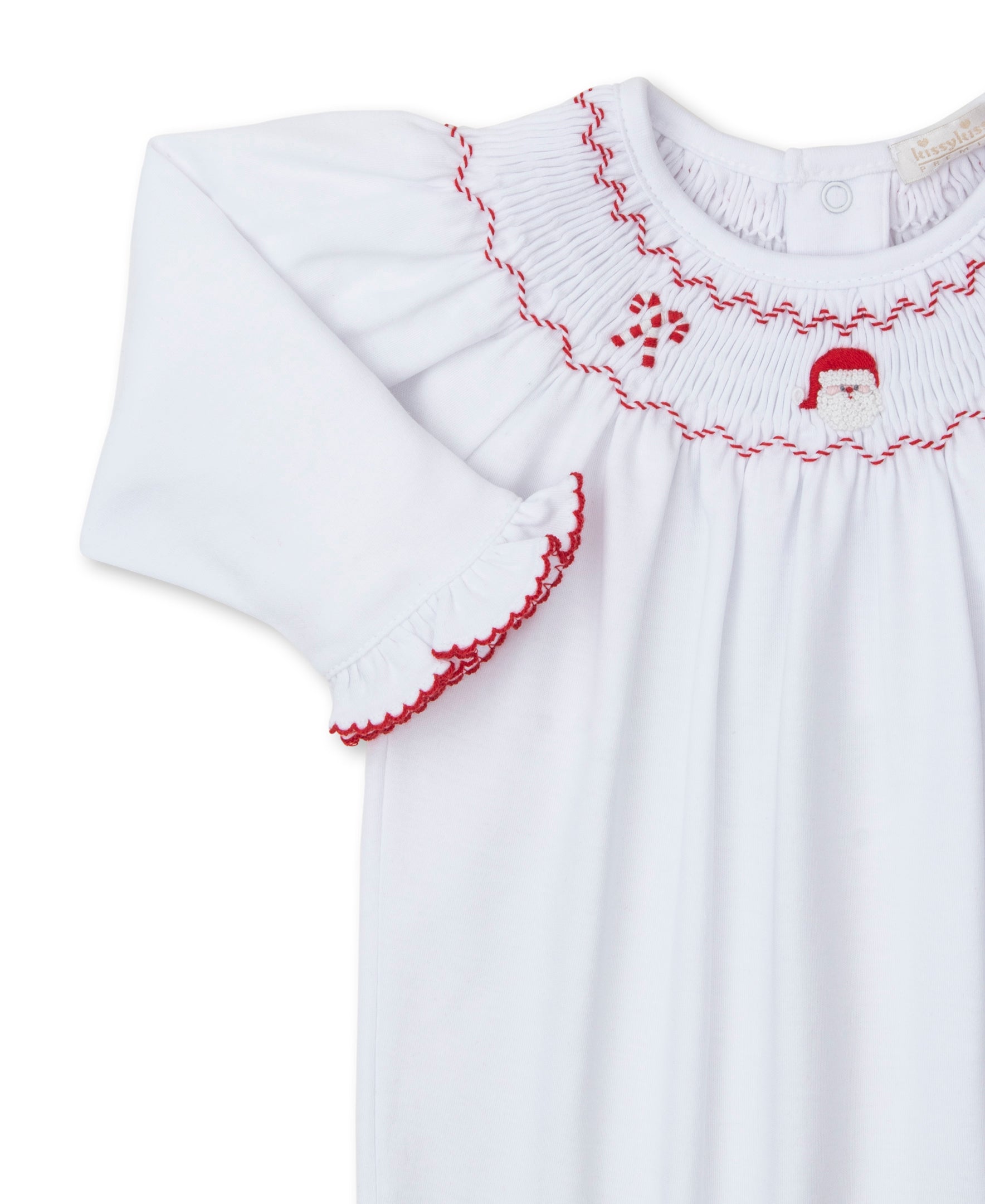 CLB Holiday Medley 26 Hand Smocked Santa Footie - Kissy Kissy