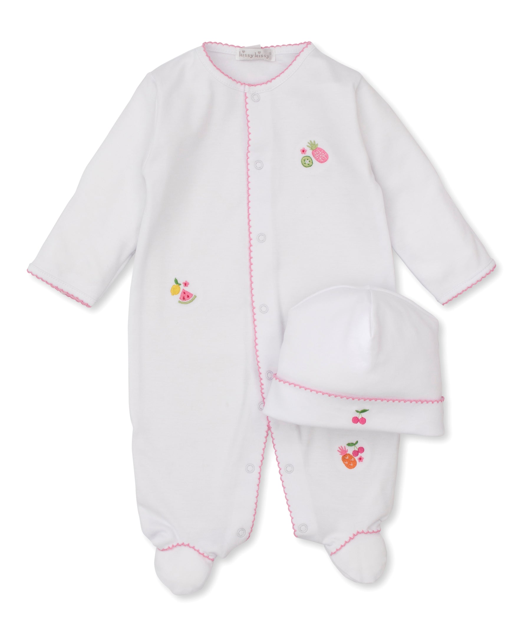 Fruit Fiesta White Footie & Hat Set - Kissy Kissy