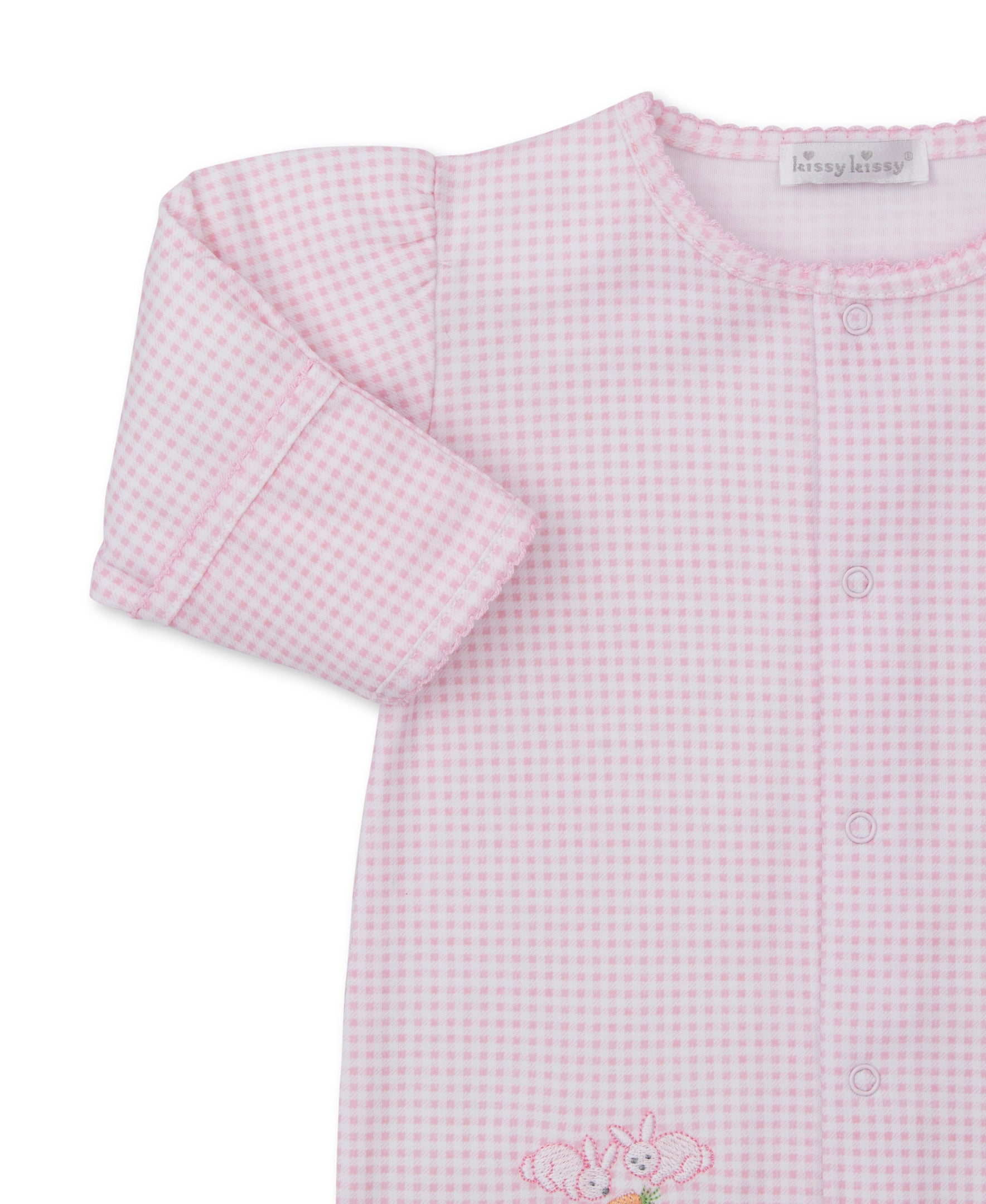 Baby Bunny Patch Pink Gingham Footie & Hat Set - Kissy Kissy