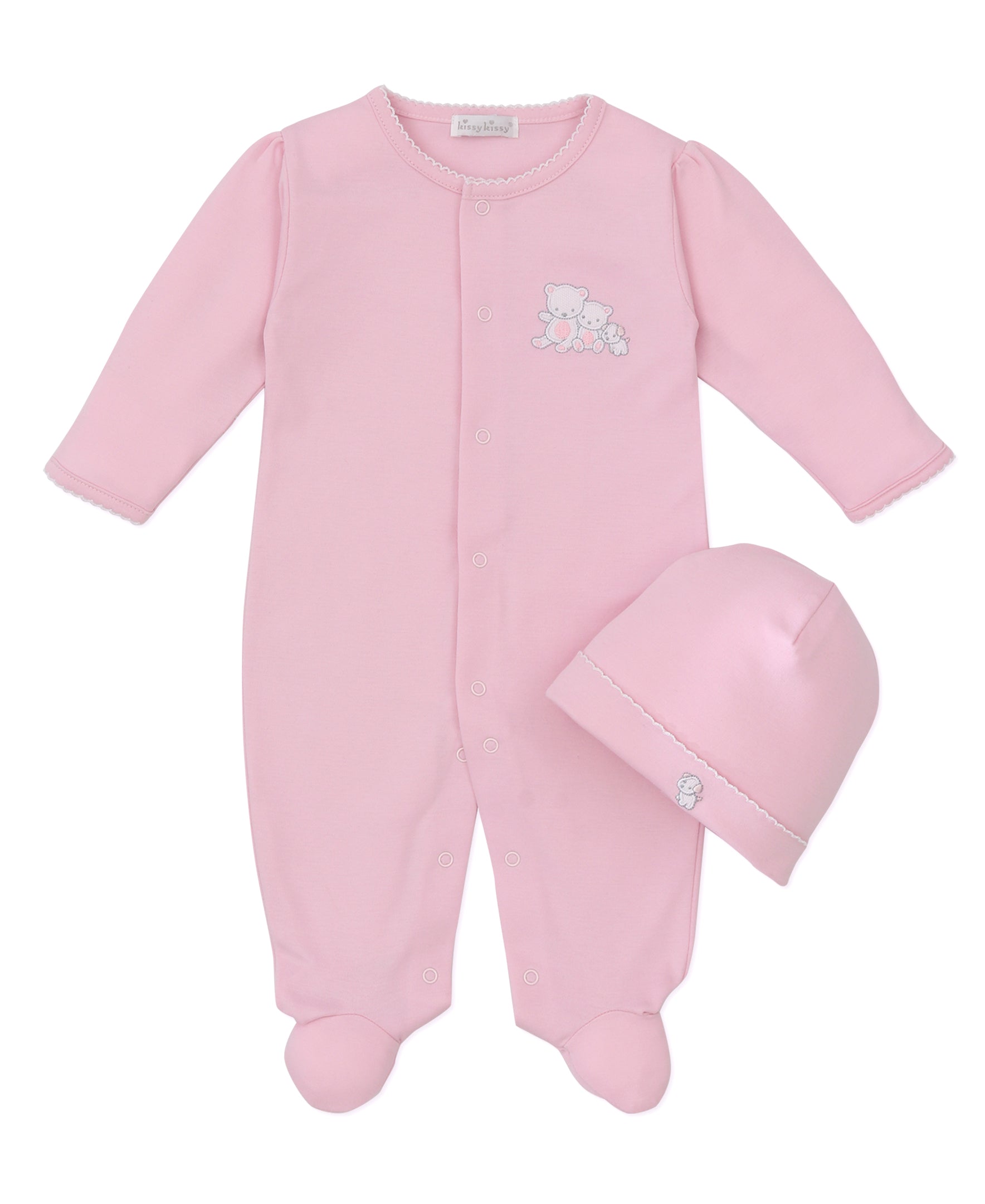 Beary Besties Pink Footie & Hat Set - Kissy Kissy