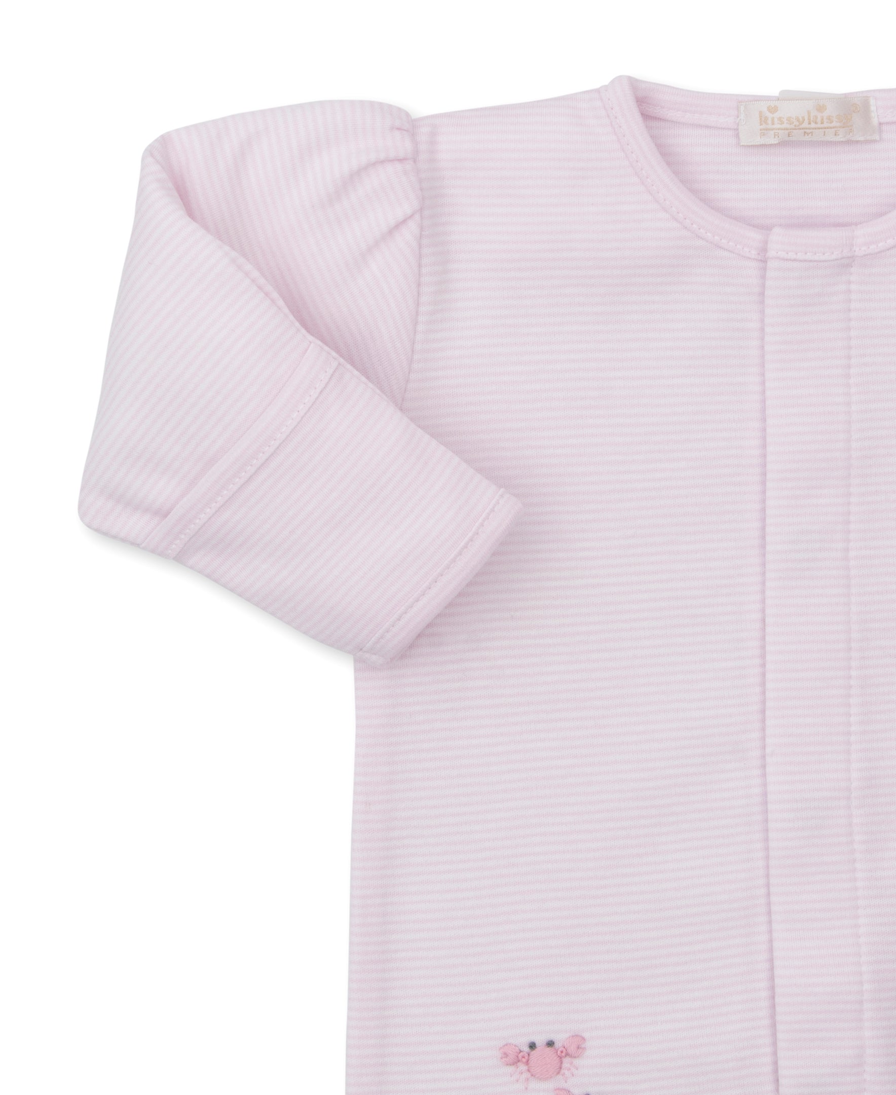 SCE Crabs & Whales Pink Stripe Hand Emb. Footie - Kissy Kissy