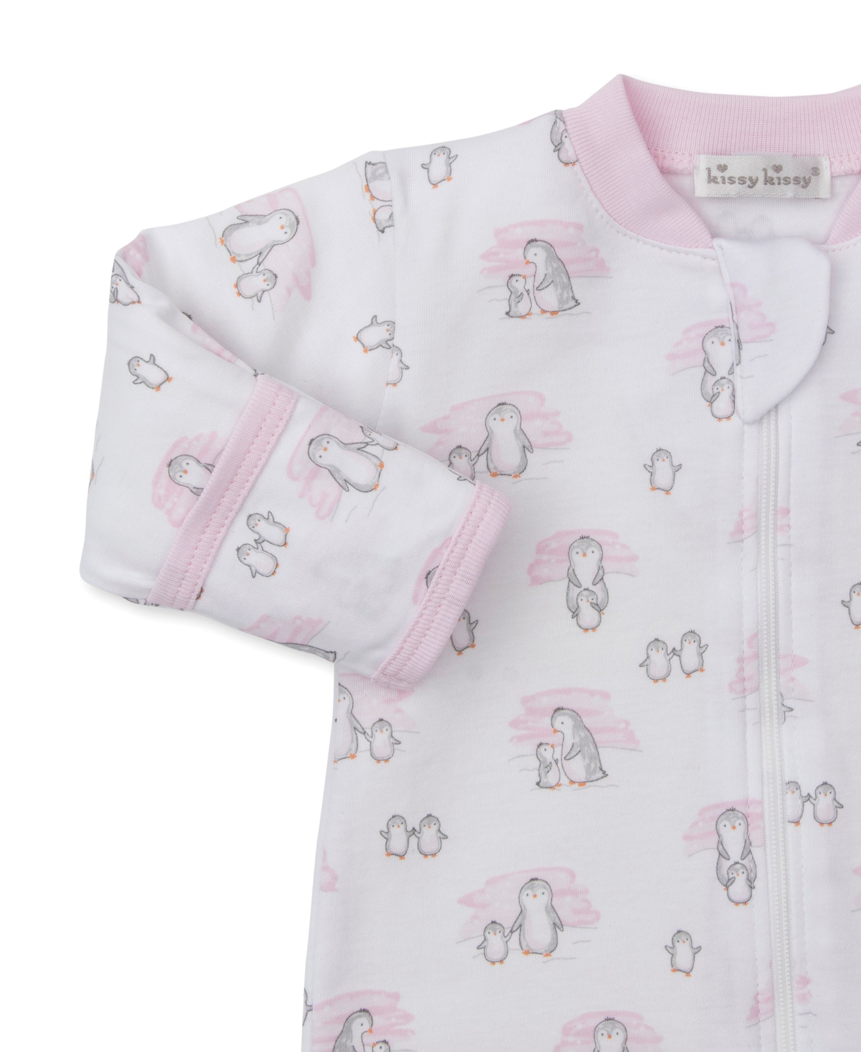 Snow Happy Penguins Pink Zip Footie - Kissy Kissy