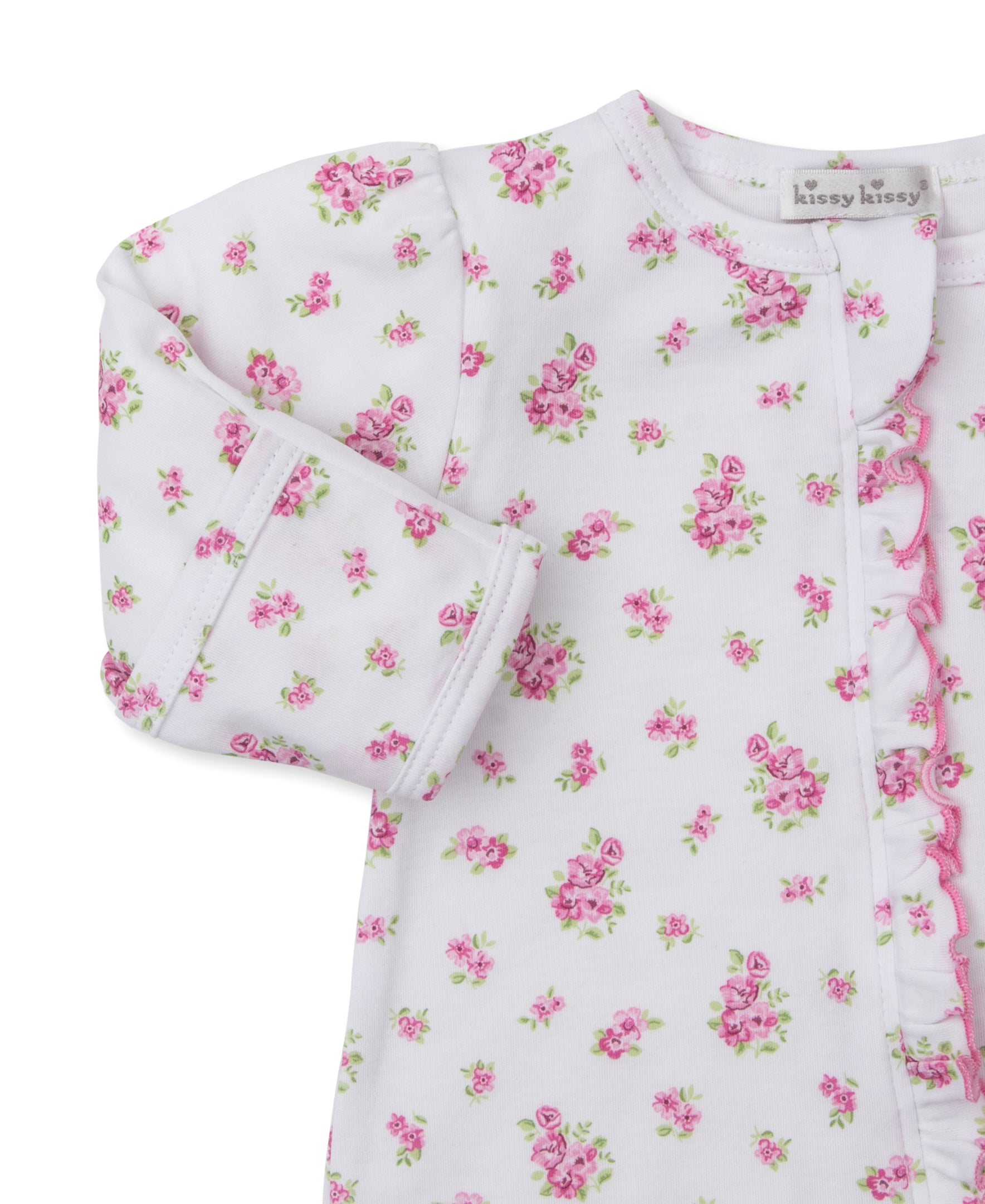 Roses and Blooms Pink Zip Footie - Kissy Kissy