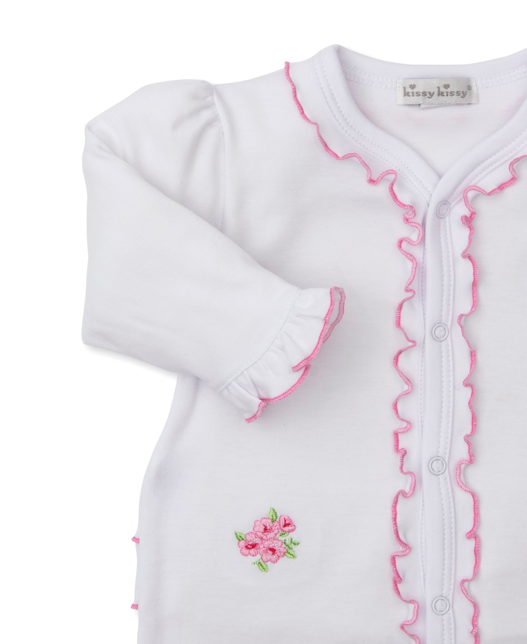 Roses and Blooms White/Pink Footie & Hat Set - Kissy Kissy