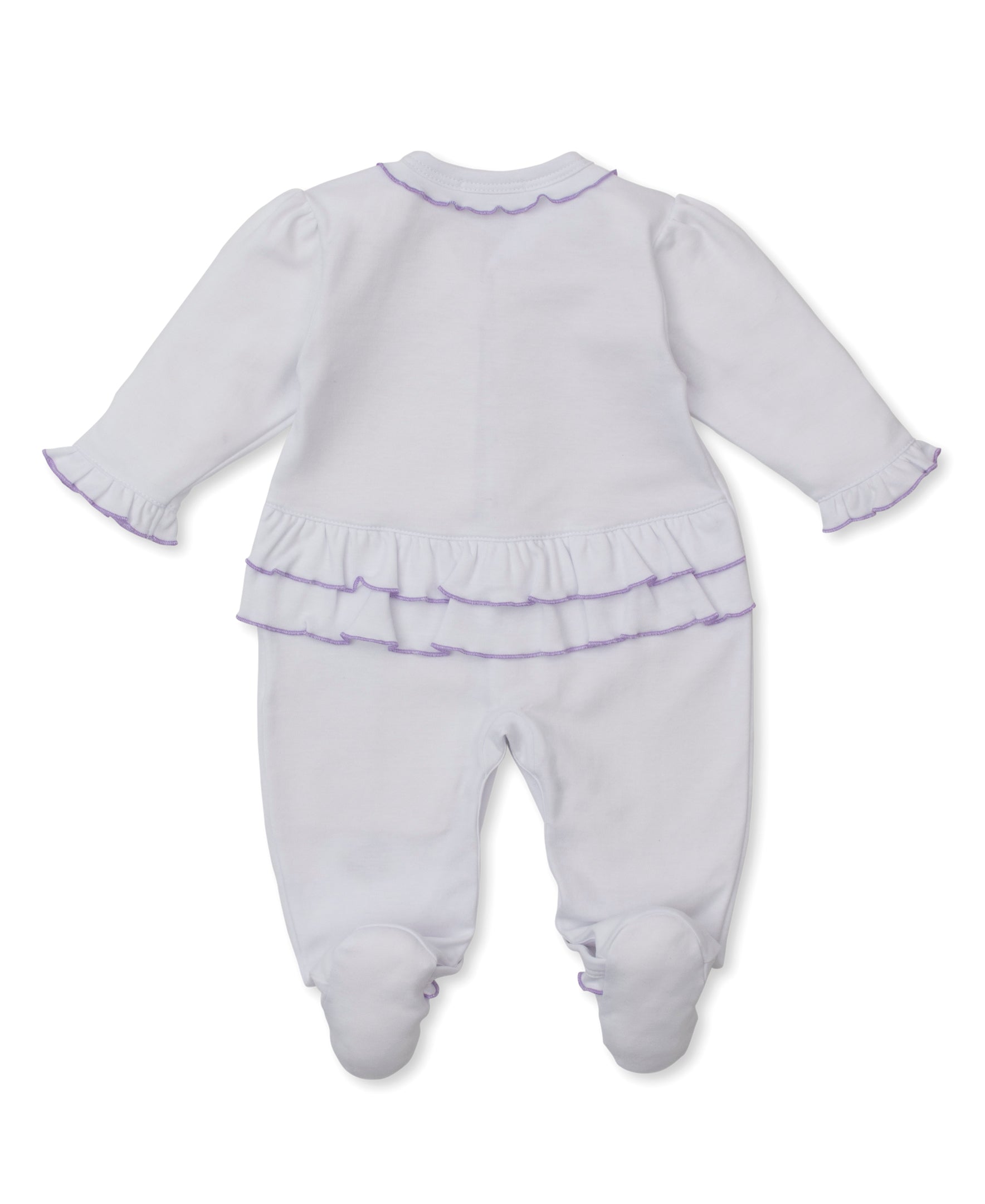 Roses and Blooms White/Lilac Footie & Hat Set - Kissy Kissy