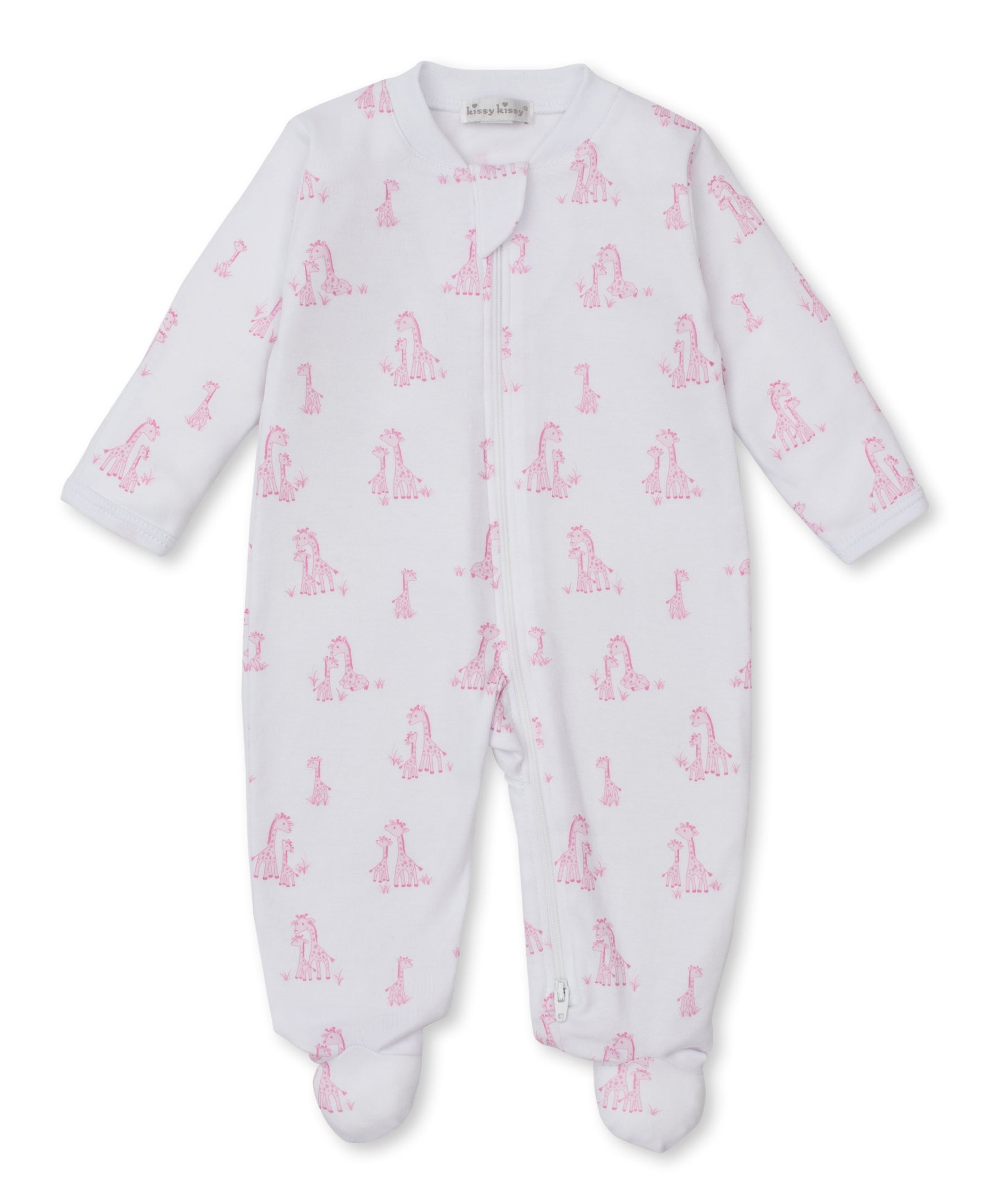 Giraffe Grace Pink Zip Footie - Kissy Kissy