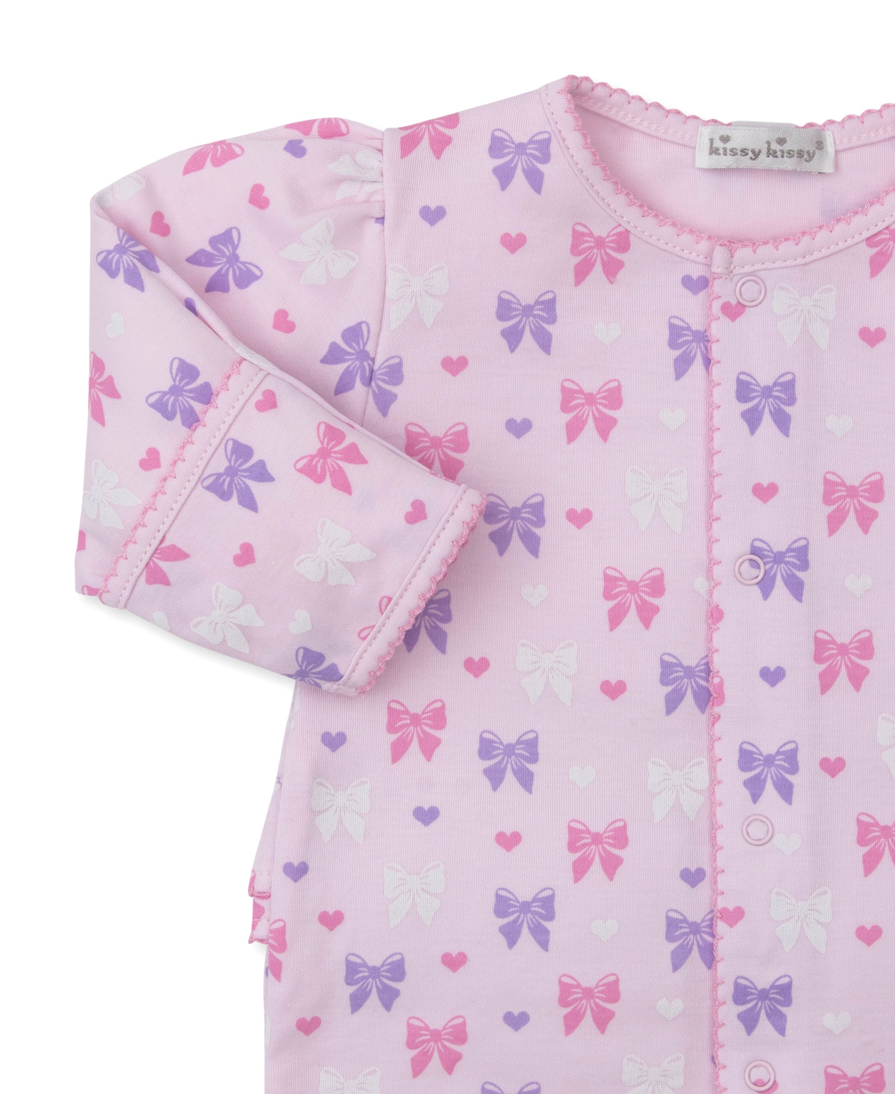 Billowy Bows Pink Footie - Kissy Kissy