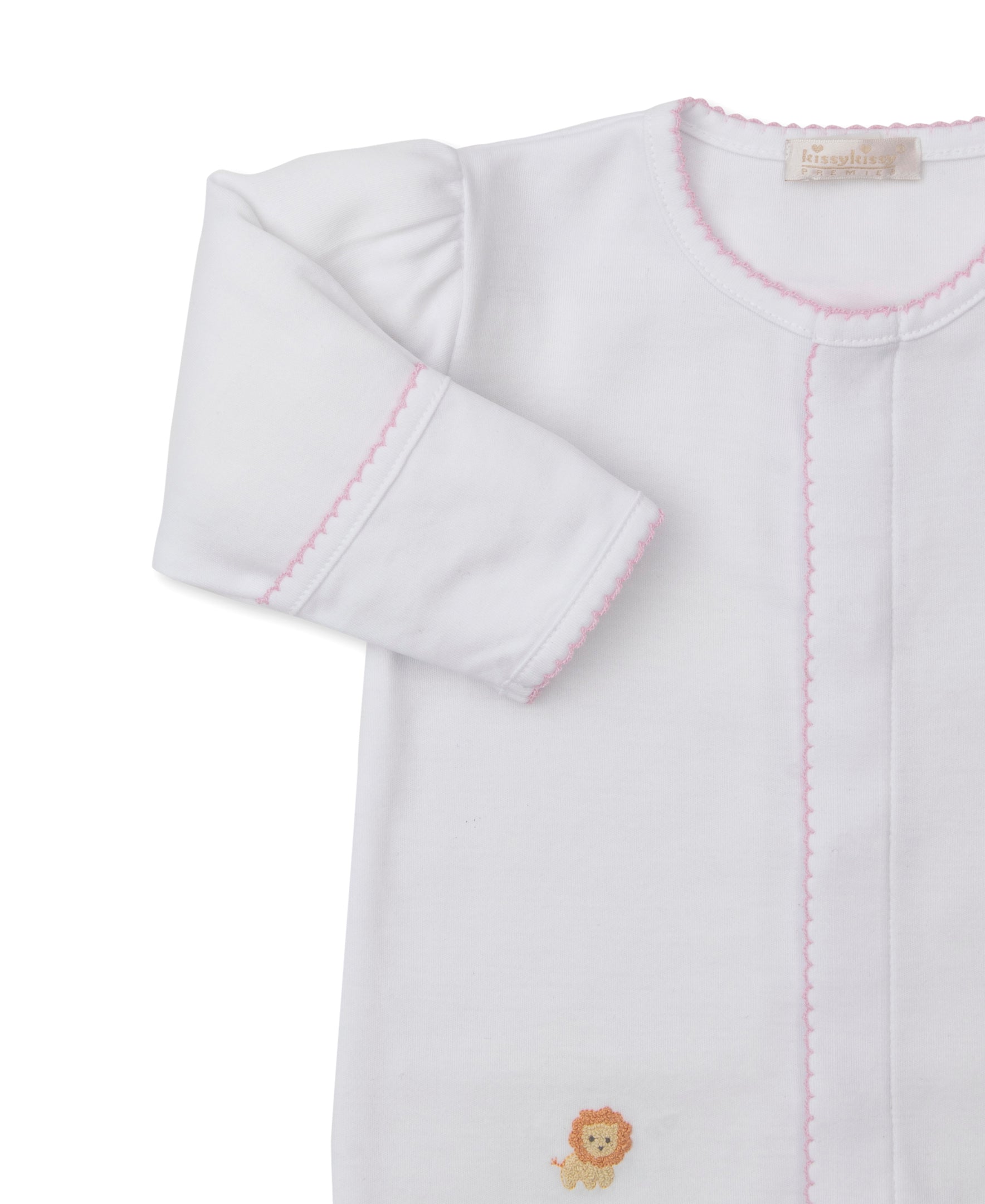 SCE Safari Wild White/Pink Hand Emb. Footie - Kissy Kissy