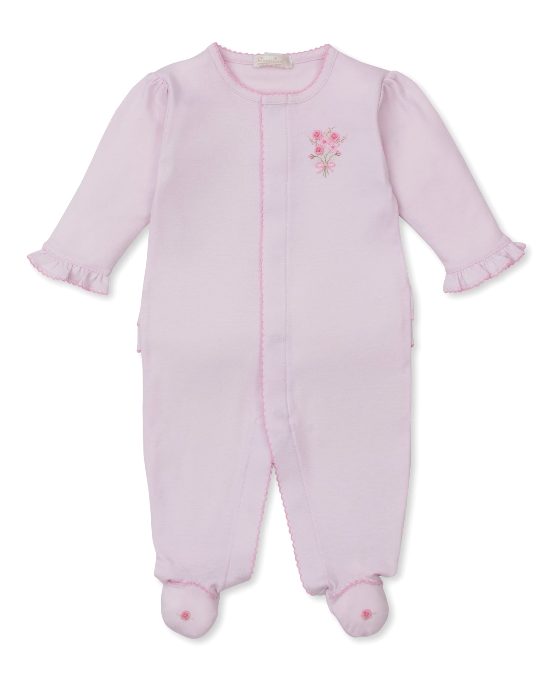 Premier Old English Roses Pink Hand Emb. Footie - Kissy Kissy