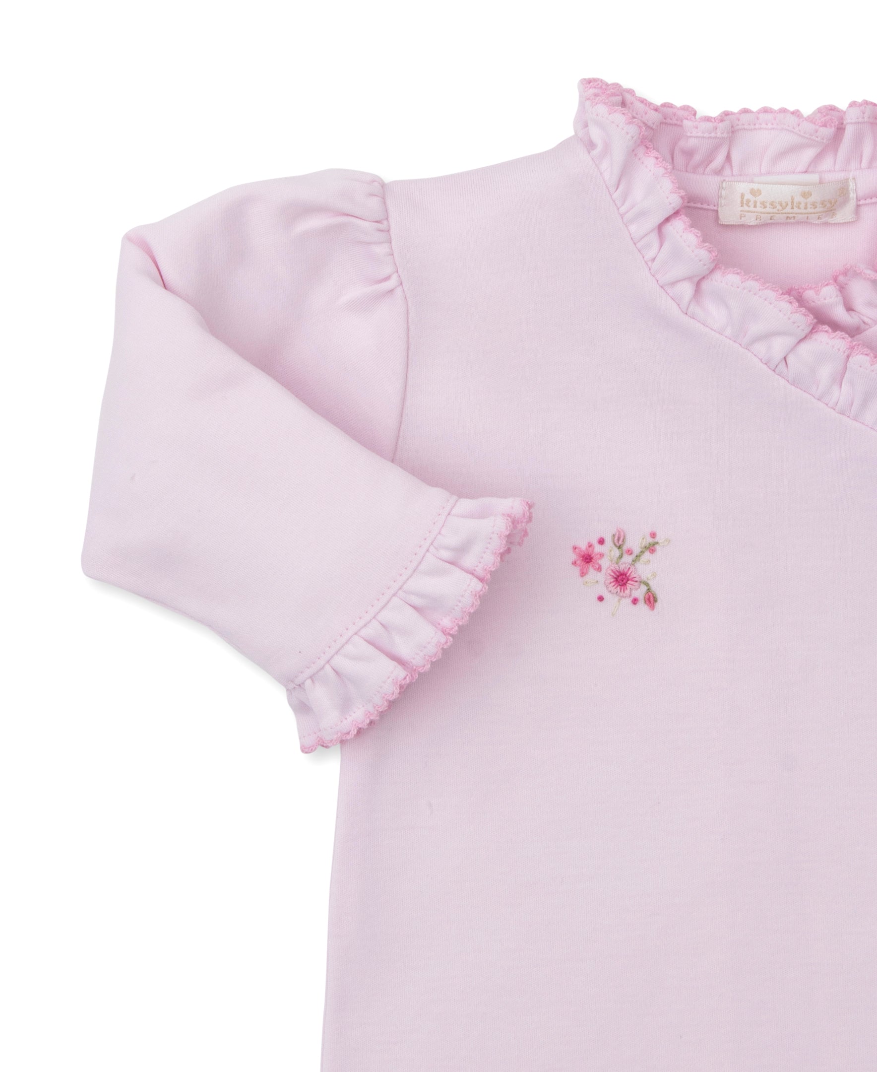 SCE Rose Blooms Pink Hand Emb. Footie - Kissy Kissy