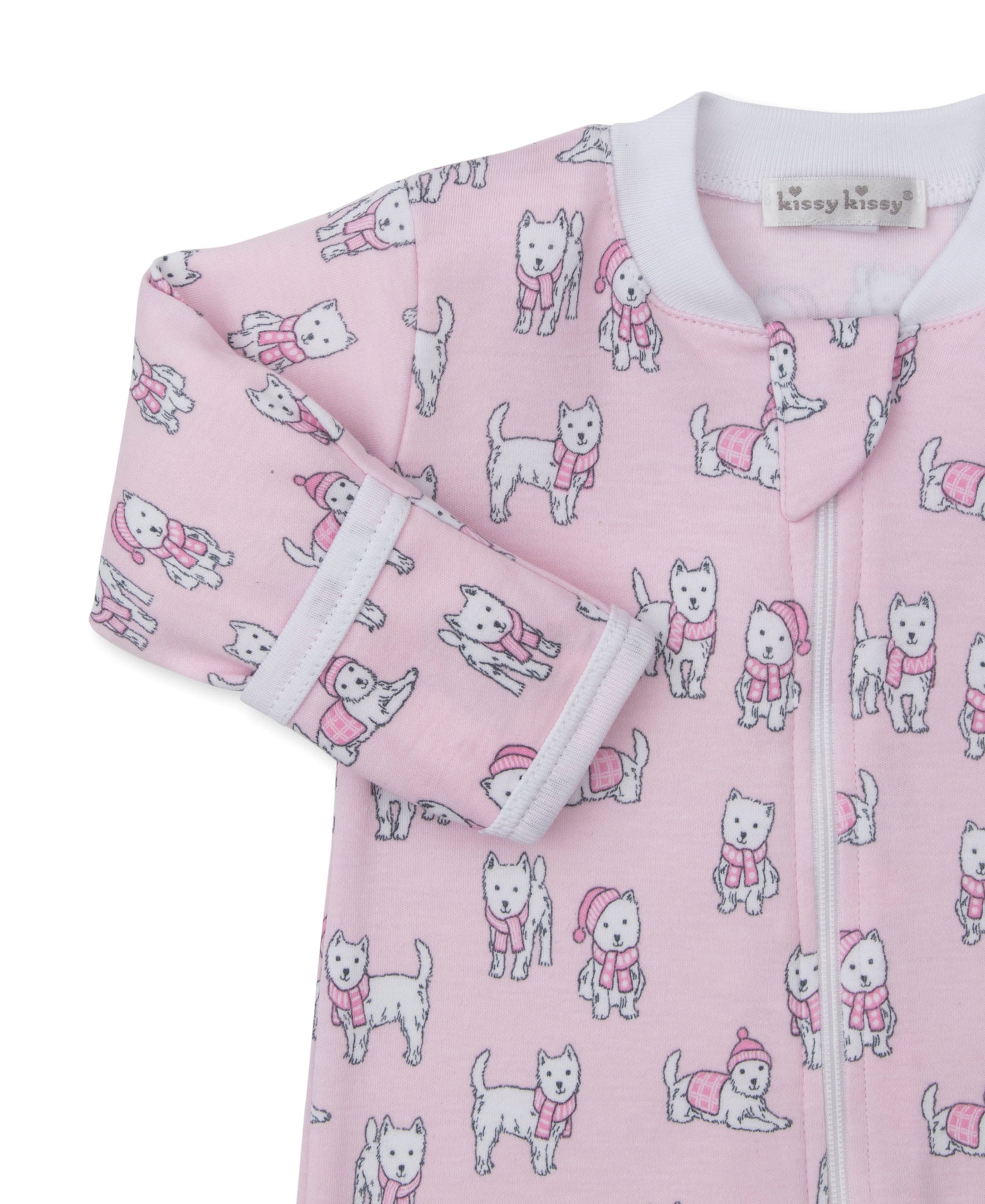 Pack of Pups Pink Zip Footie - Kissy Kissy