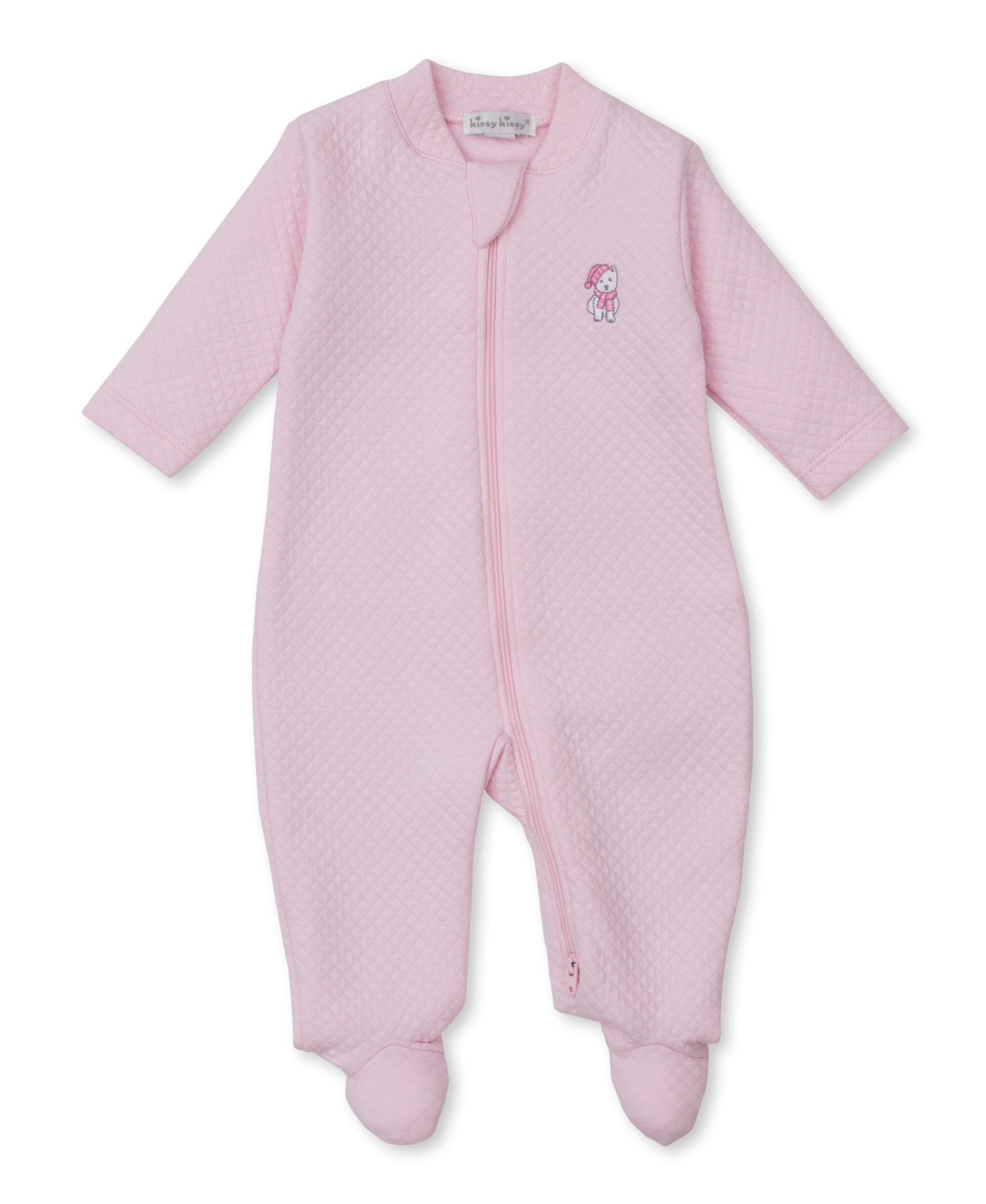 Pack of Pups Pink Jacquard Zip Footie - Kissy Kissy