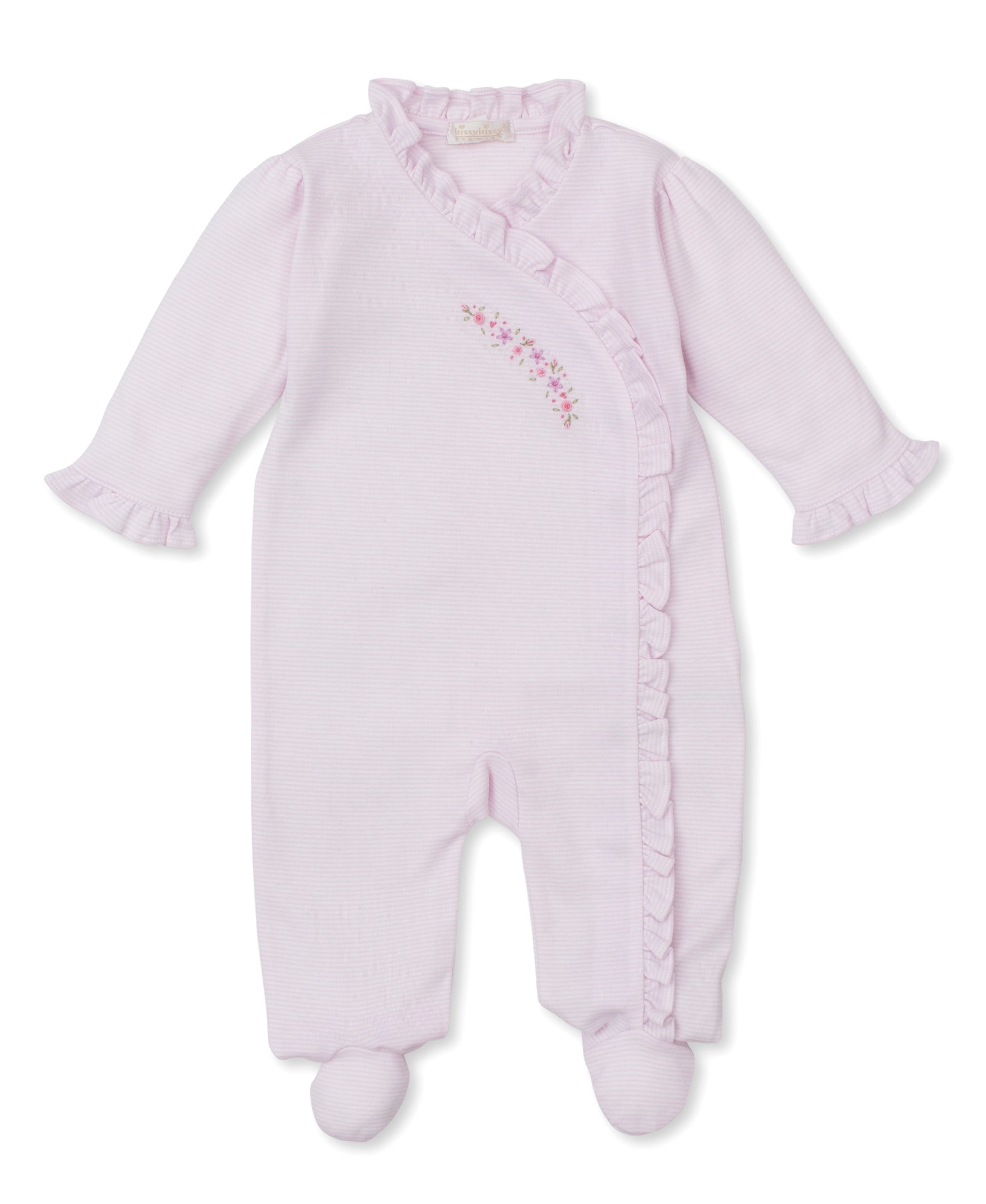CLB Fall Medley 25 Pink Hand Emb. Footie - Kissy Kissy