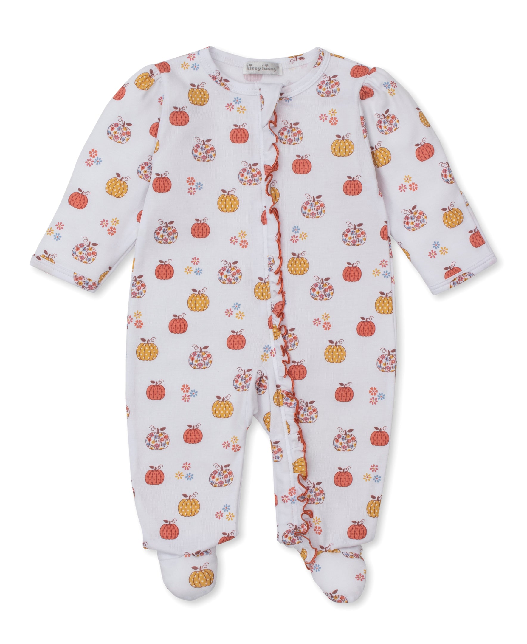 Patchwork Pumpkin Zip Footie - Kissy Kissy
