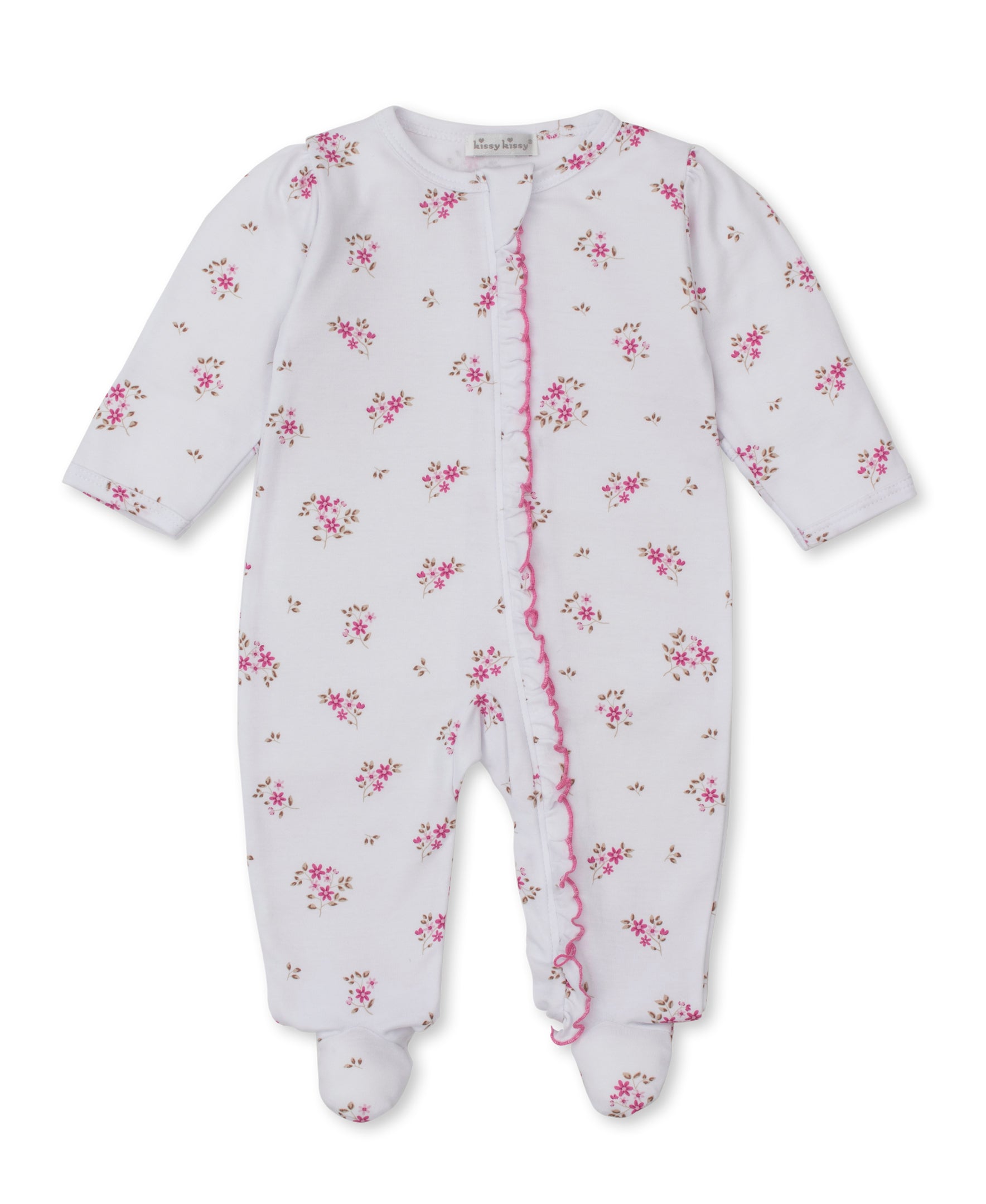 Tiny Blossoms Pink Zip Footie - Kissy Kissy