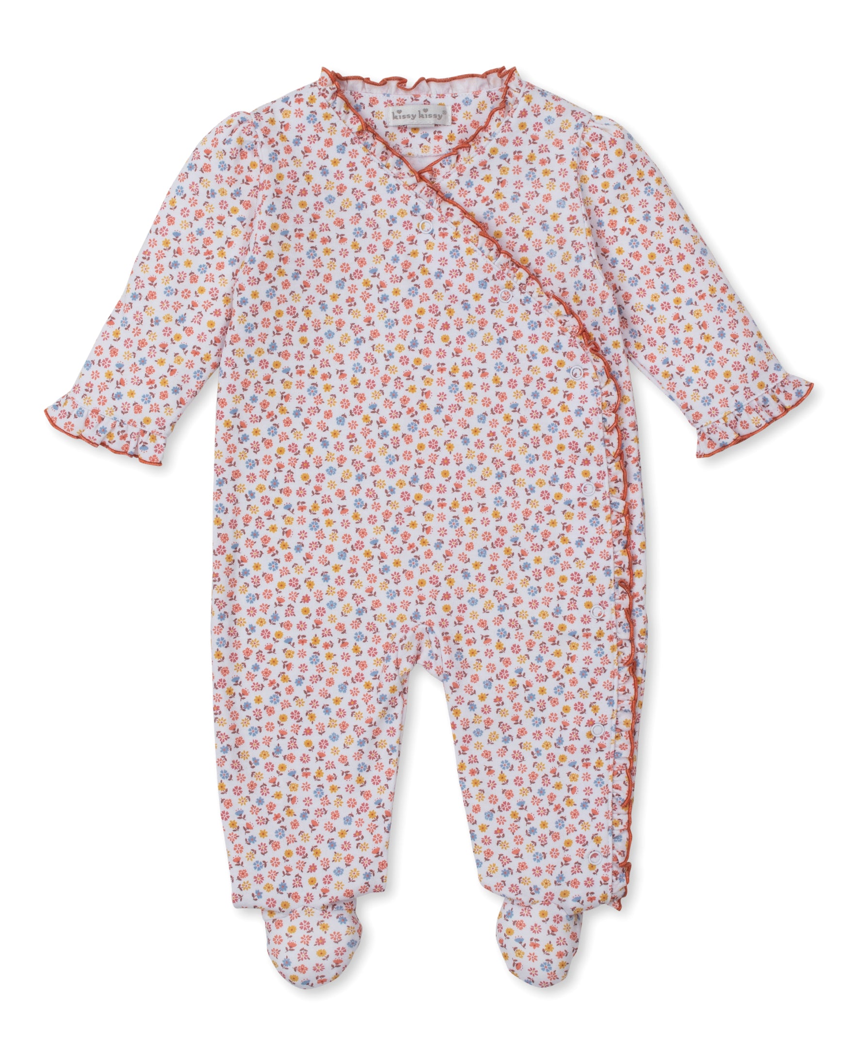 Patchwork Pumpkin Floral Footie - Kissy Kissy