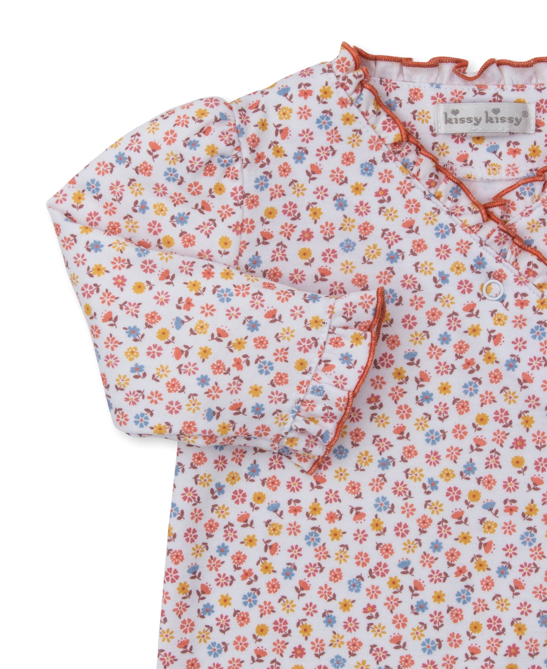 Patchwork Pumpkin Floral Footie - Kissy Kissy