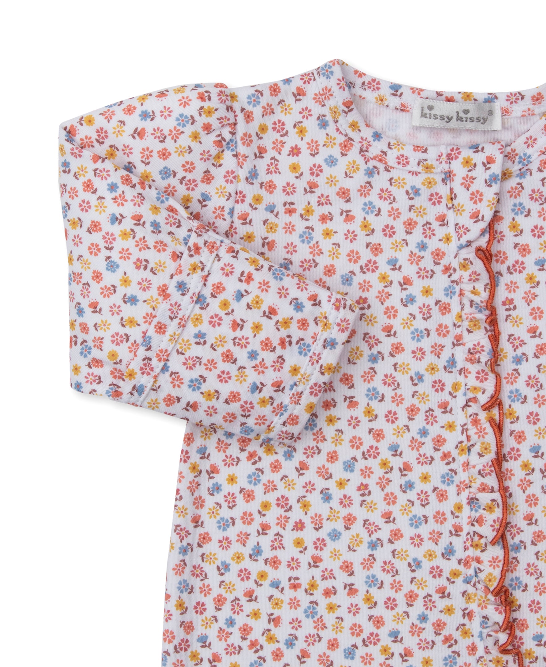 Patchwork Pumpkin Floral Zip Footie - Kissy Kissy