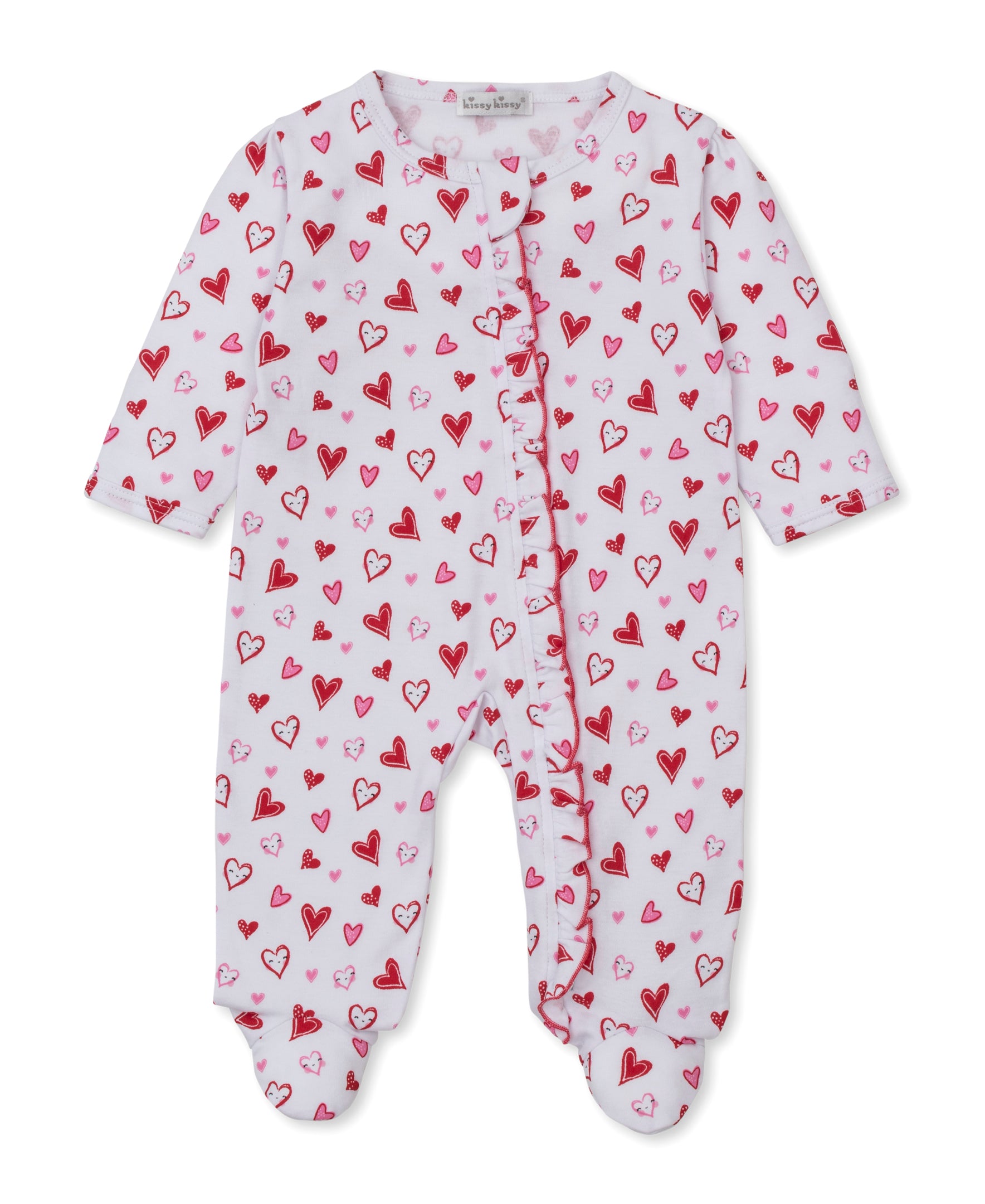Hearts Galore Zip Footie - Kissy Kissy