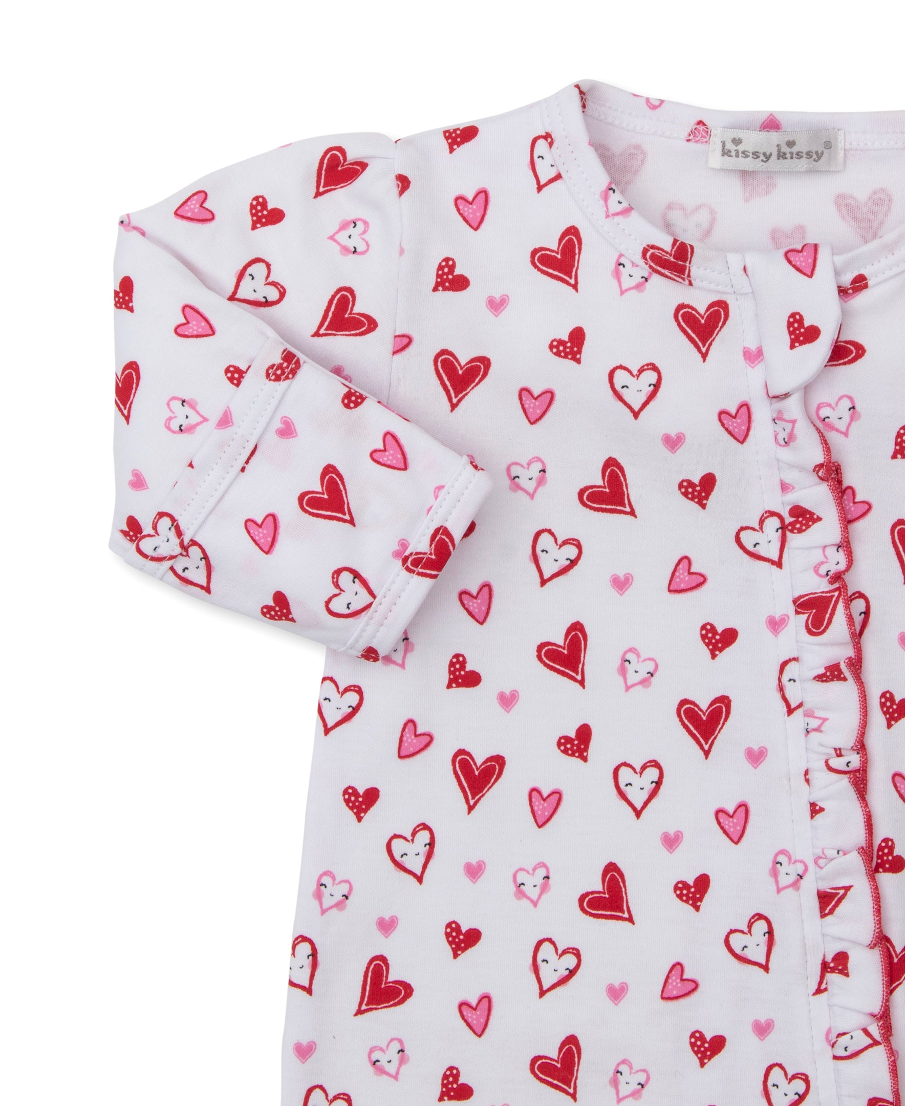 Hearts Galore Zip Footie - Kissy Kissy