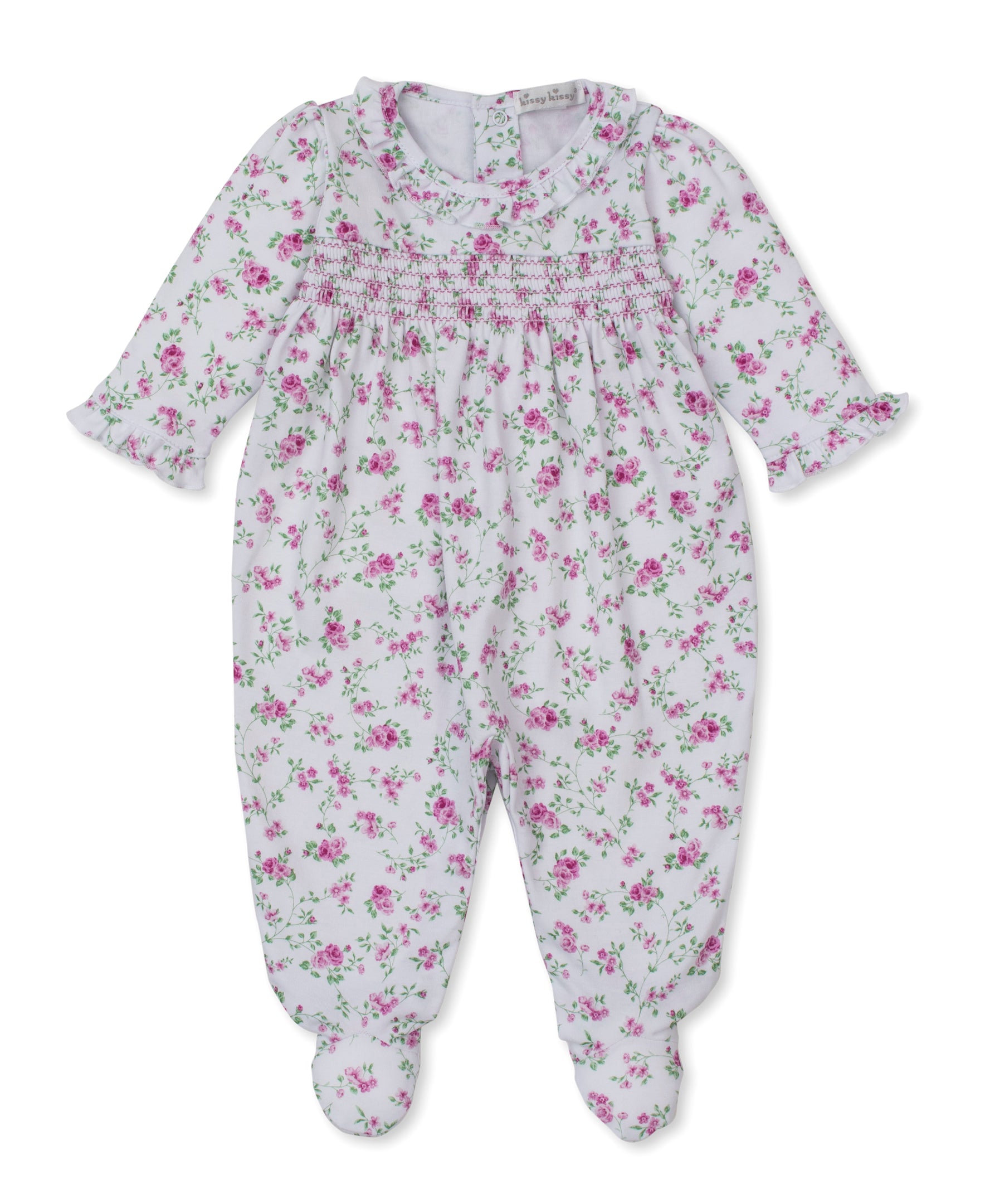 Victorian Roses Smocked Footie - Kissy Kissy