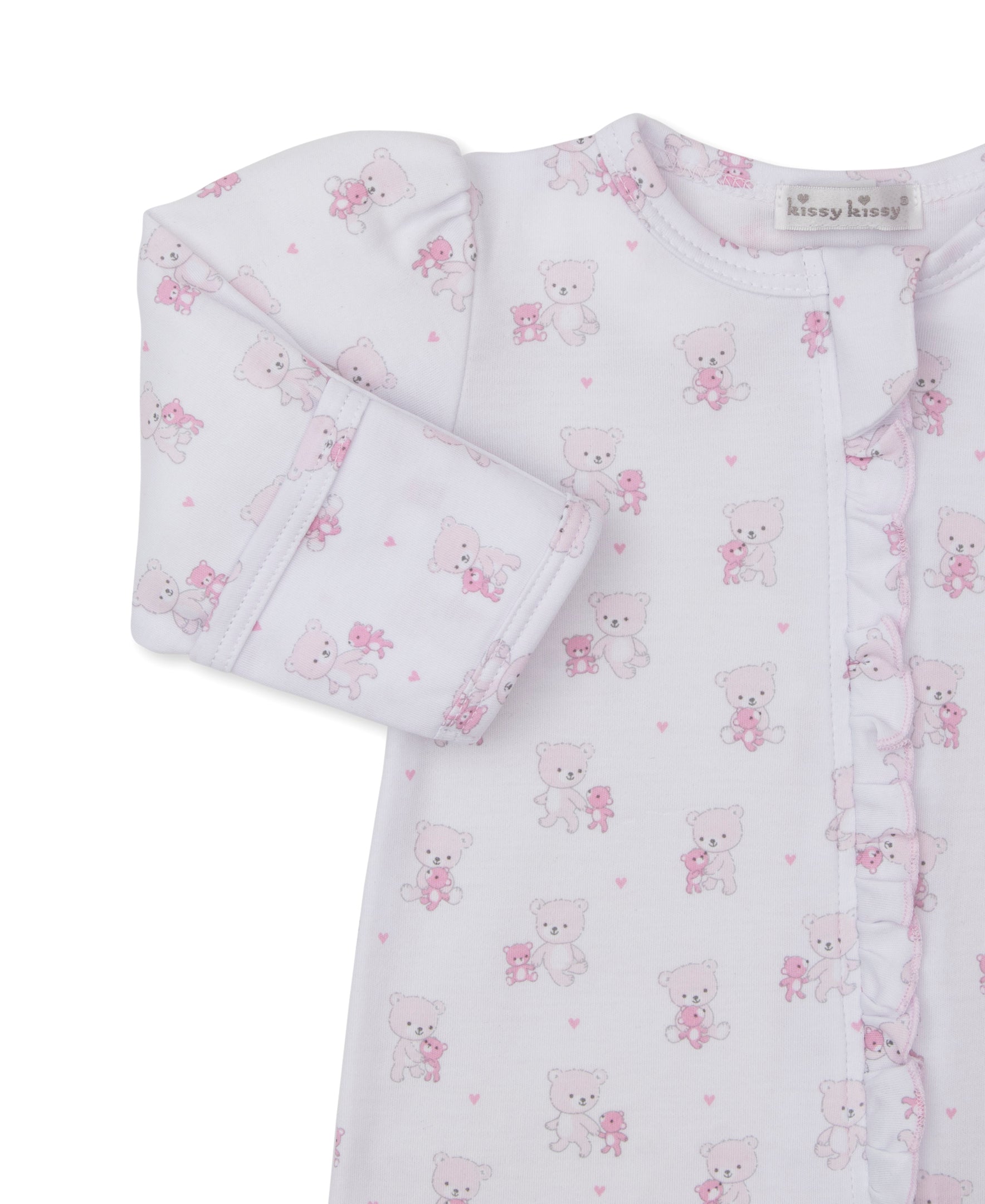 Teddy Bear Love Pink Zip Footie - Kissy Kissy