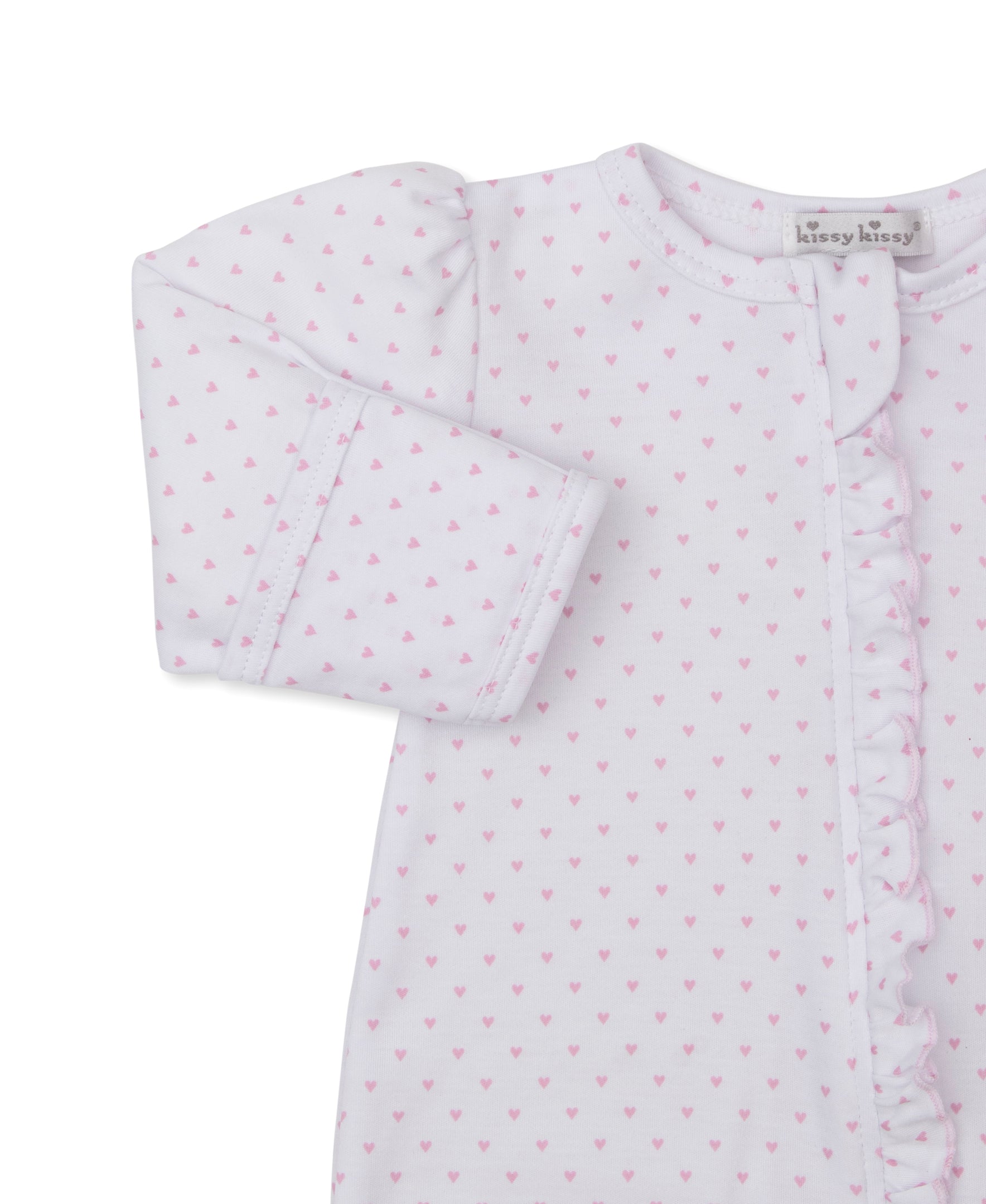 Teddy Bear Love Pink Hearts Zip Footie - Kissy Kissy