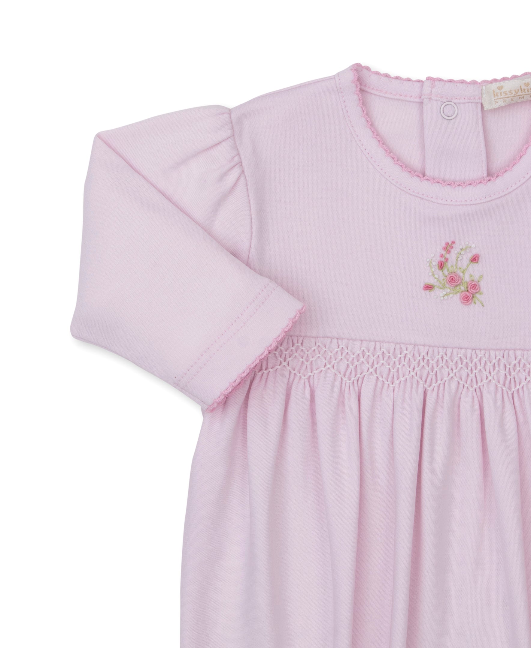 SCE Victorian Roses Pink Hand Smocked Footie - Kissy Kissy