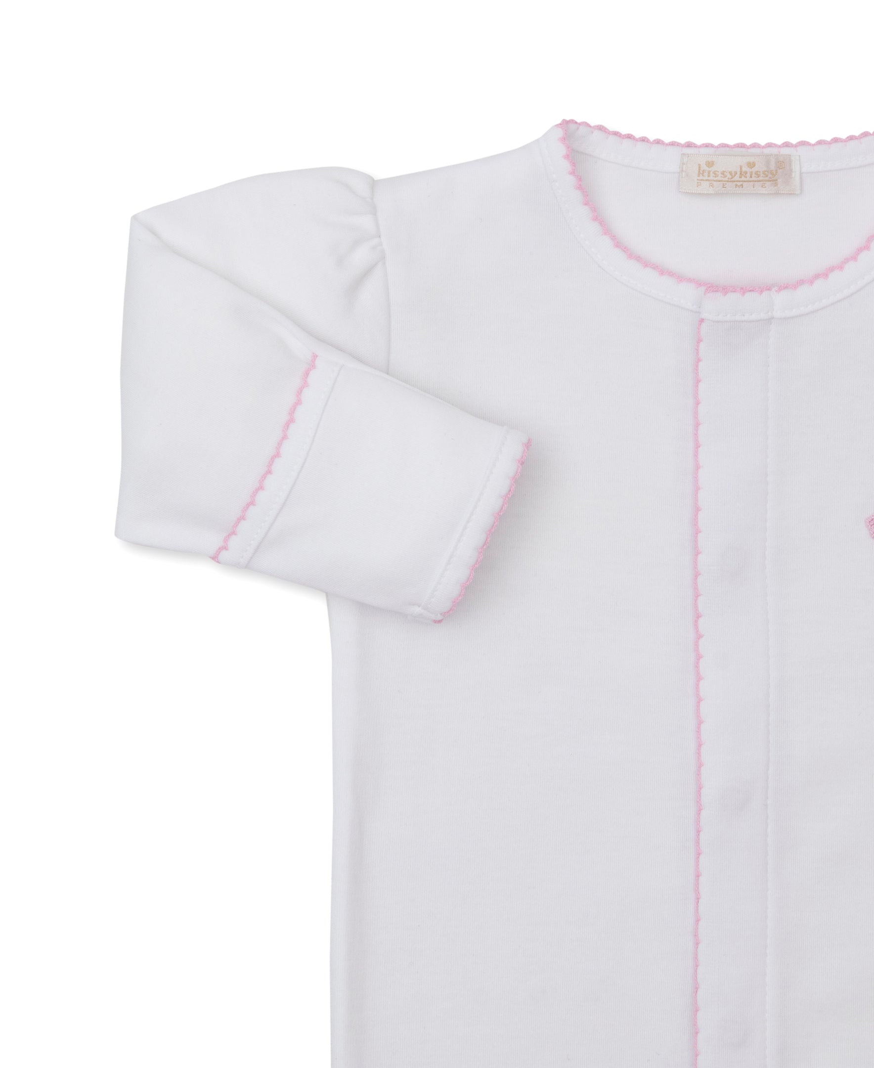 Premier Sweet Sheep White/Pink Hand Emb. Footie - Kissy Kissy