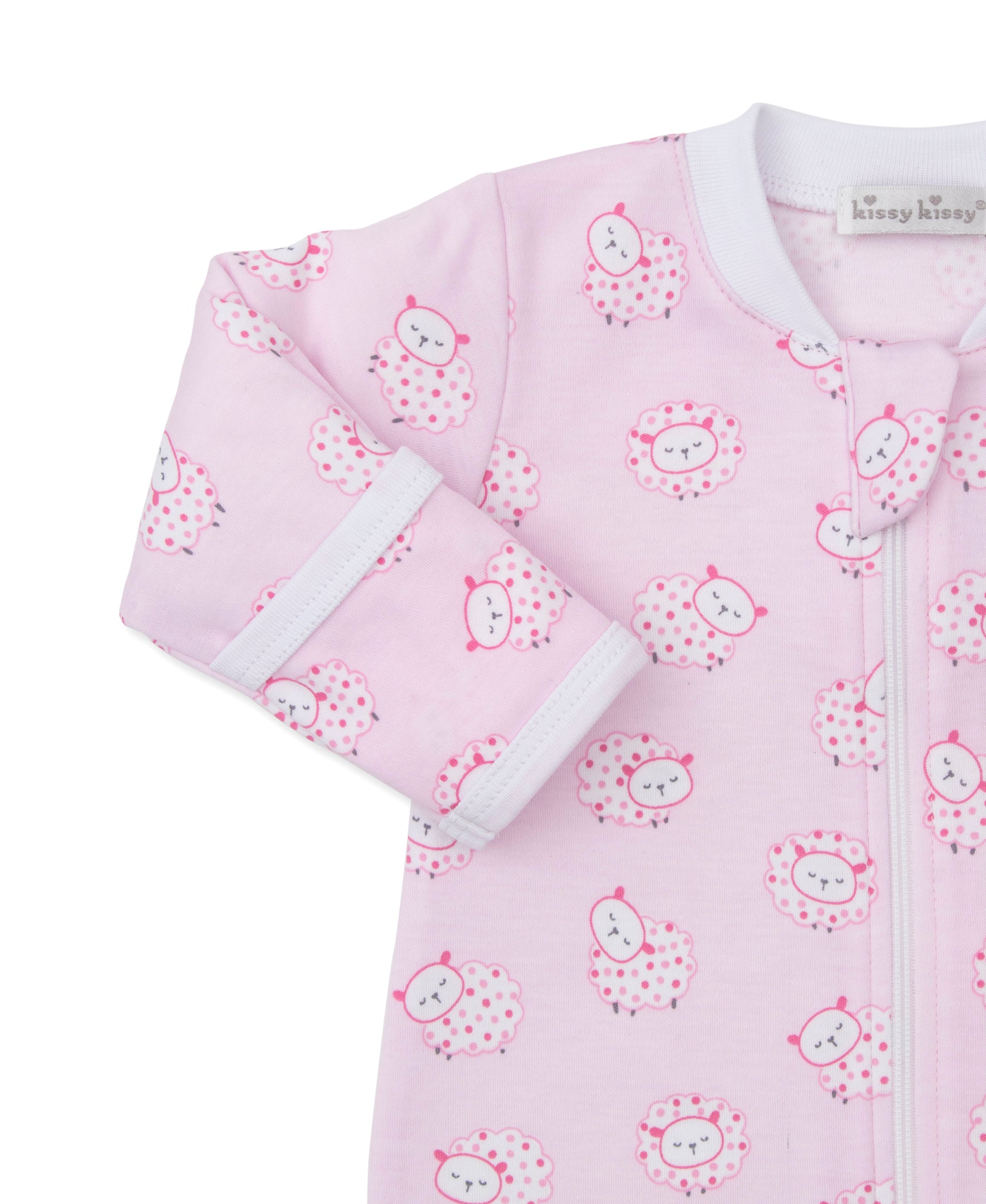 Fleecy Sheep Pink Zip Footie & Hat Set - Kissy Kissy