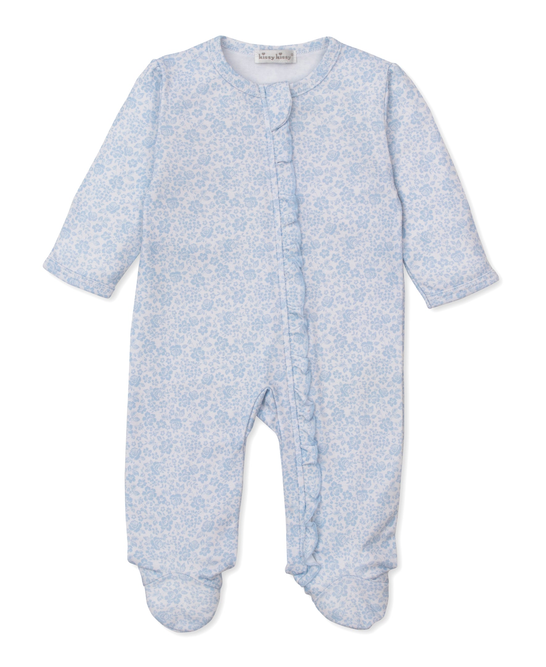 Country Gardens Blue Zip Footie - Kissy Kissy