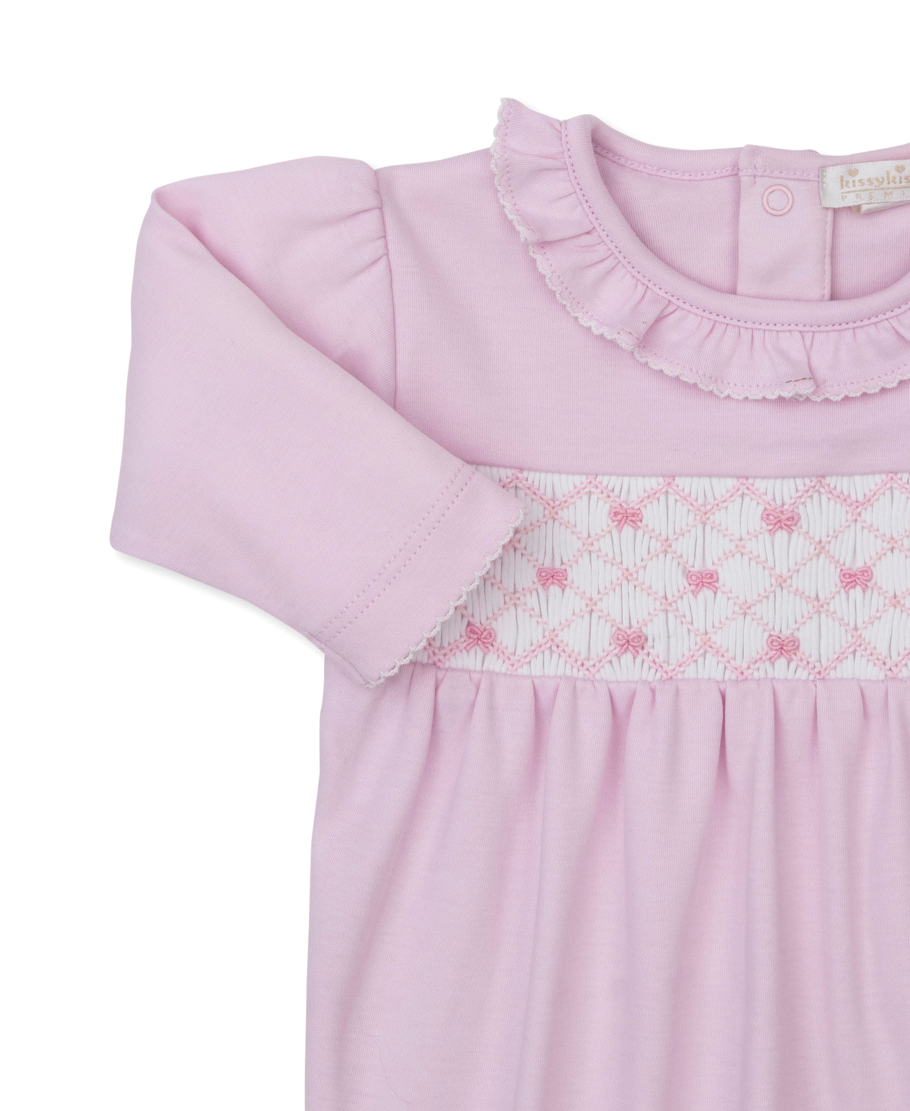 CLB Summer Bows 26 Pink Hand Smocked Footie - Kissy Kissy