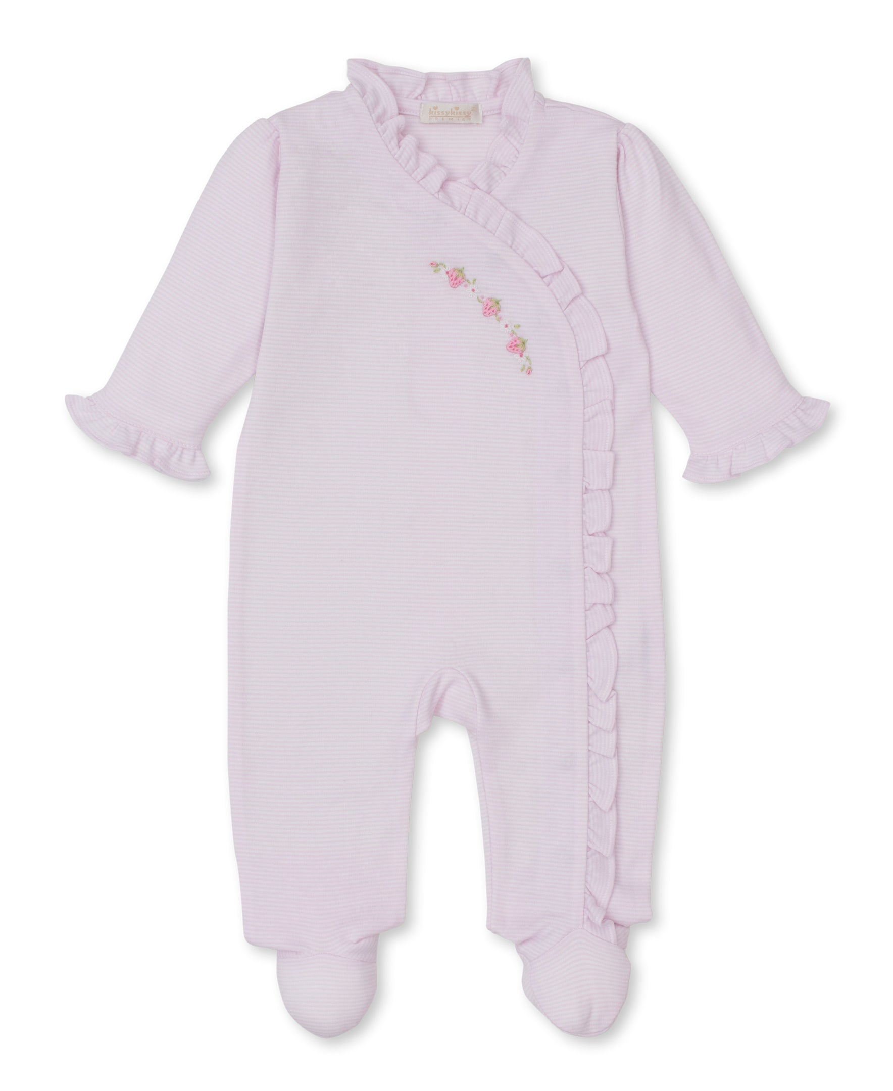 CLB Summer Medley 26 Pink Hand Emb. Stripe Footie