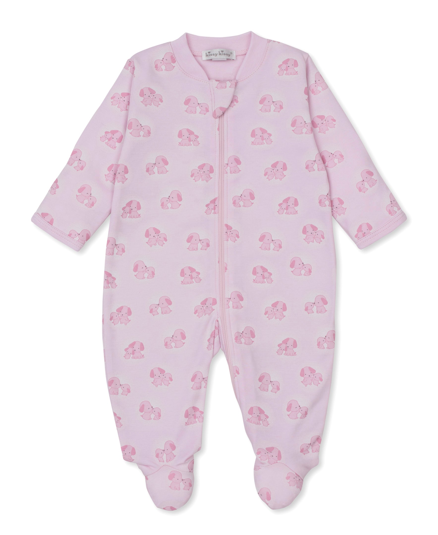 Puppy Family Pink Zip Footie