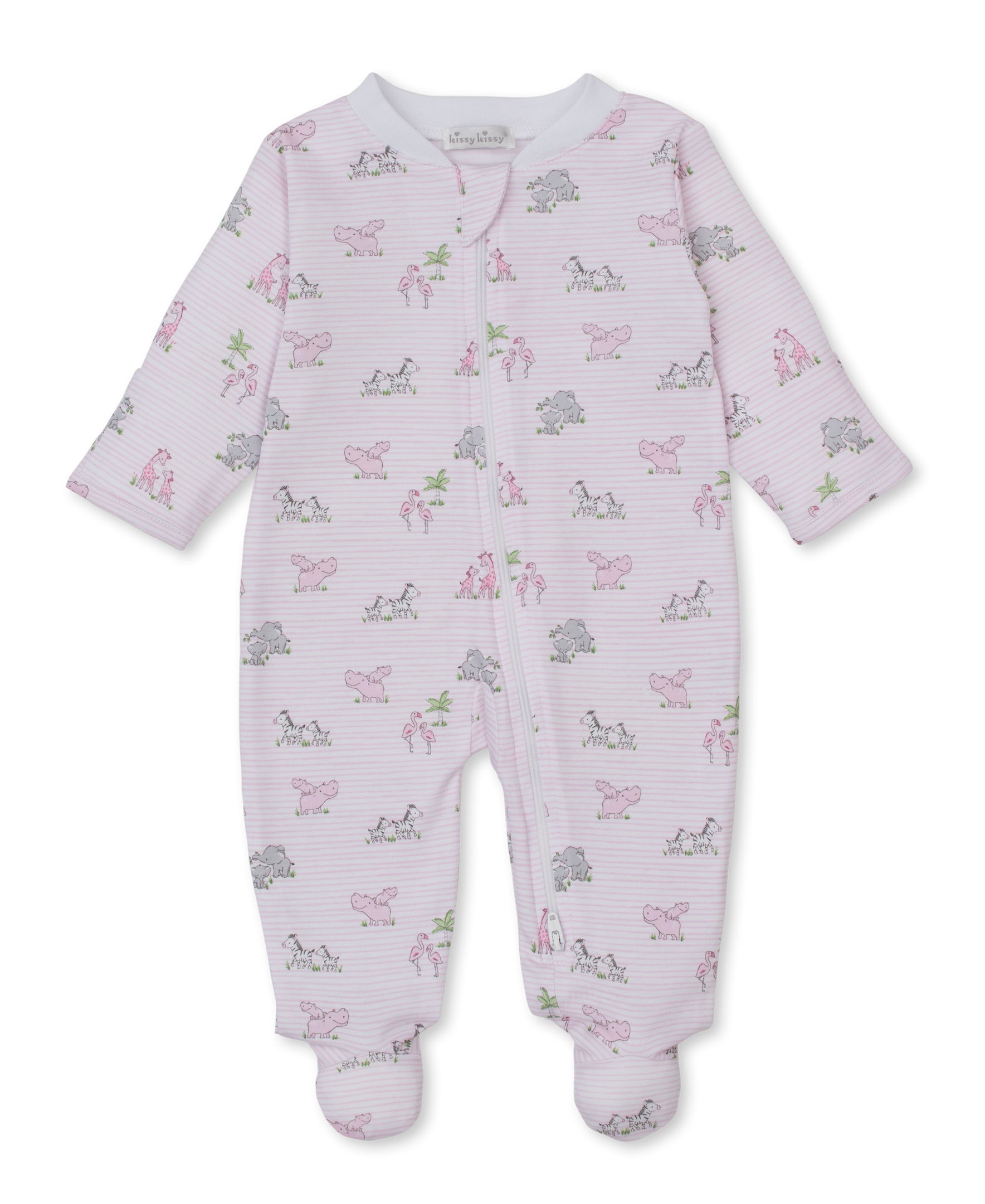 Safari Party Pink Zip Footie - Kissy Kissy