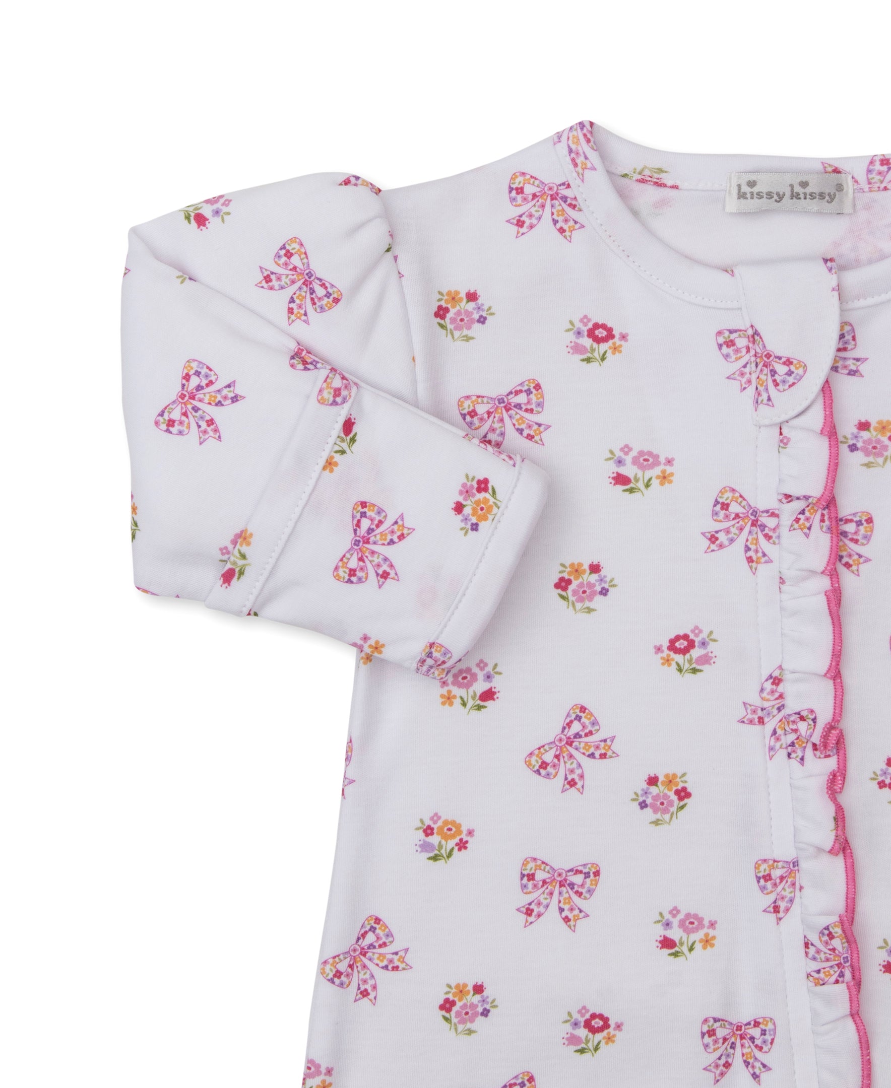 Blossoming Bows Zip Footie - Kissy Kissy