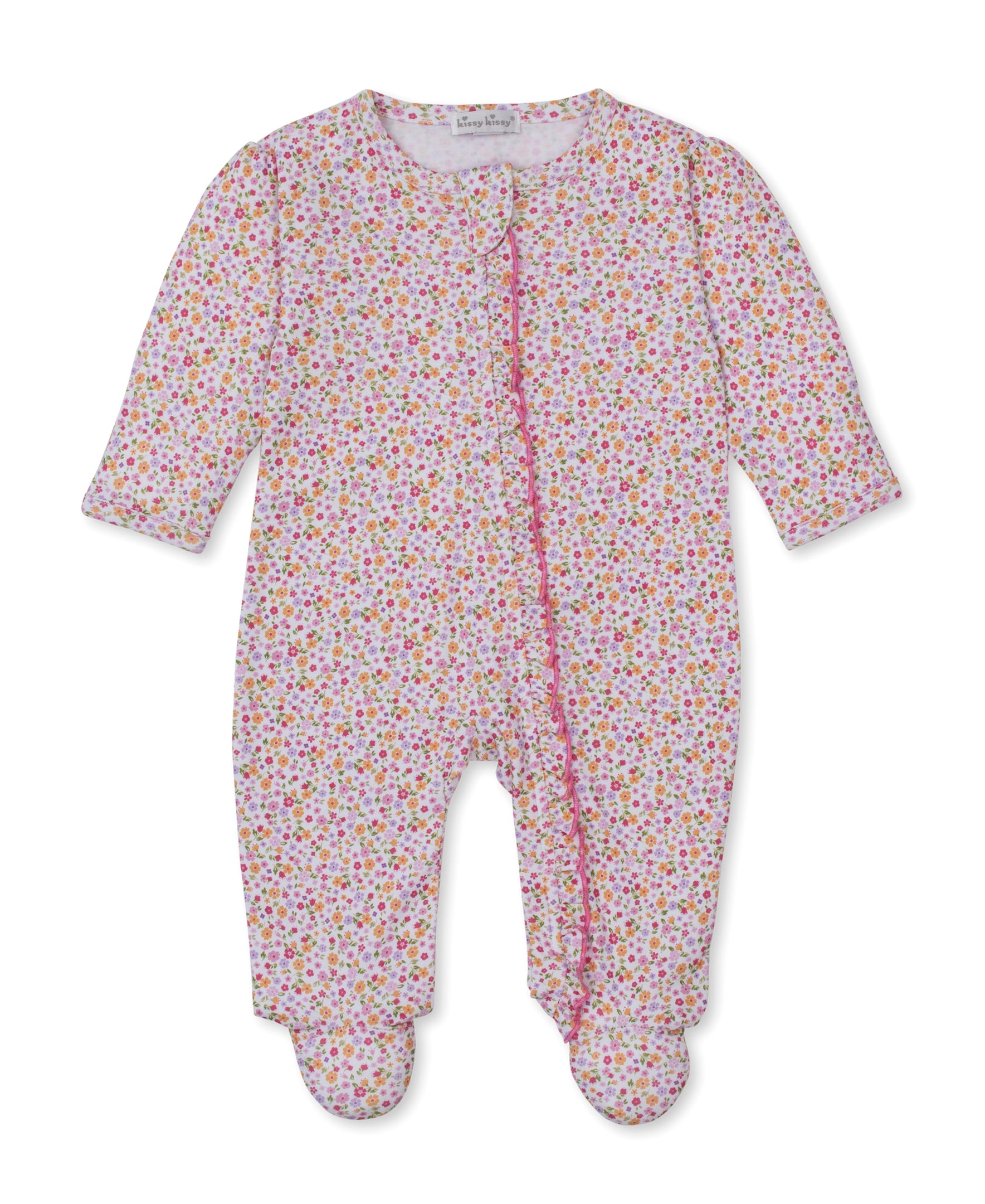 Blossoming Bows Floral Zip Footie - Kissy Kissy