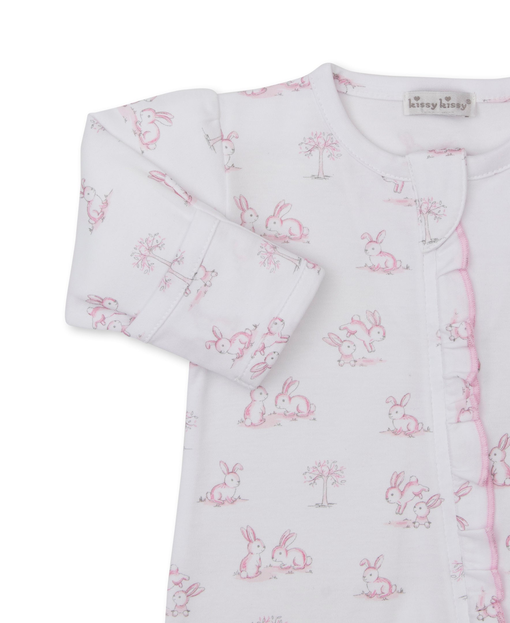 Springtime Bunny Fun Pink Zip Footie - Kissy Kissy