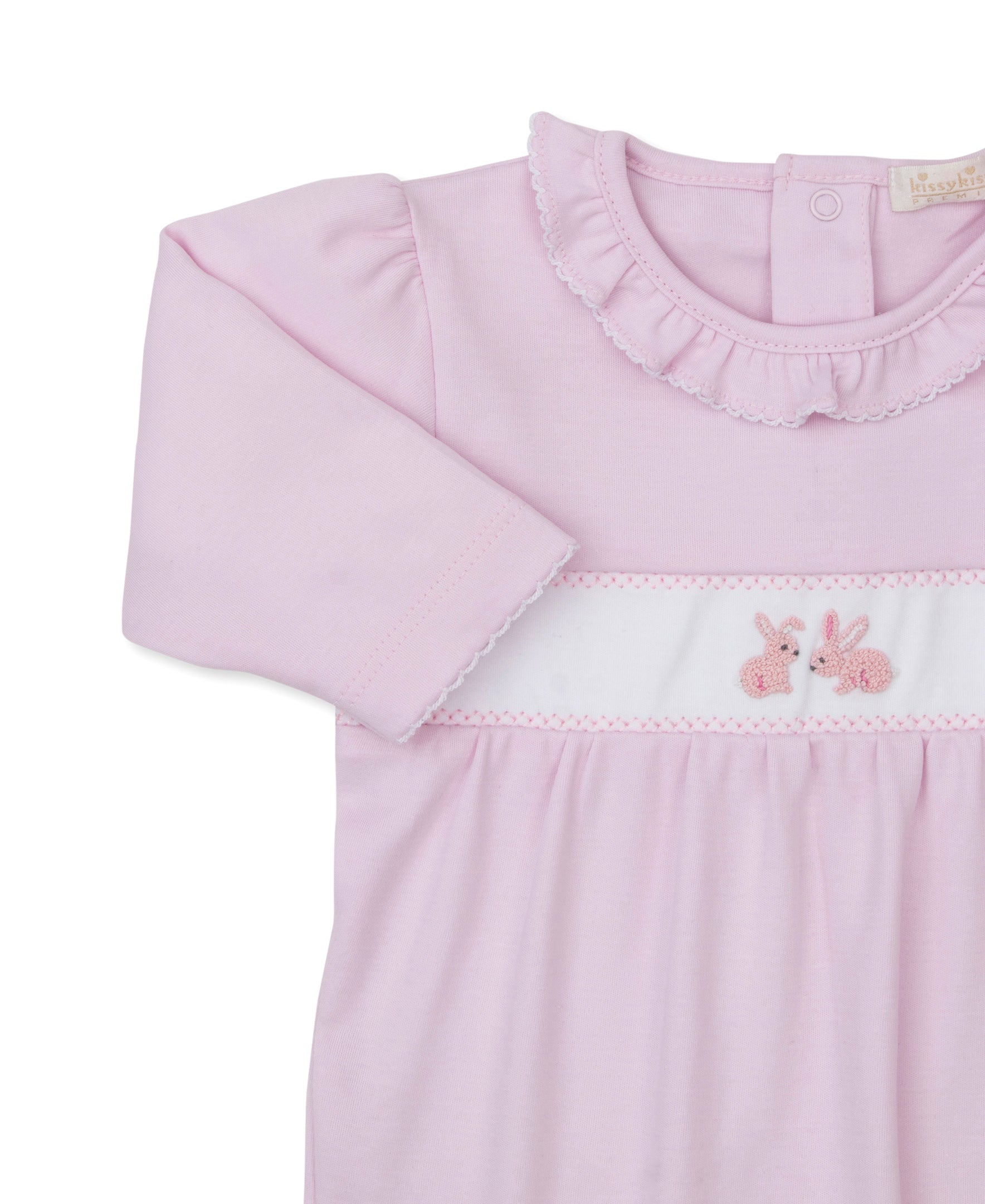 Premier Springtime Bunny Fun Pink Hand Emb. Footie - Kissy Kissy