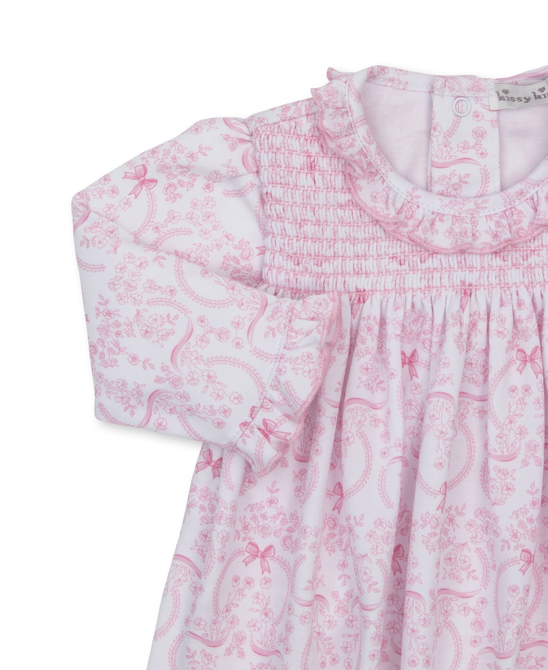 Delicate Blooming Bows Pink Footed Dress Set - Kissy Kissy
