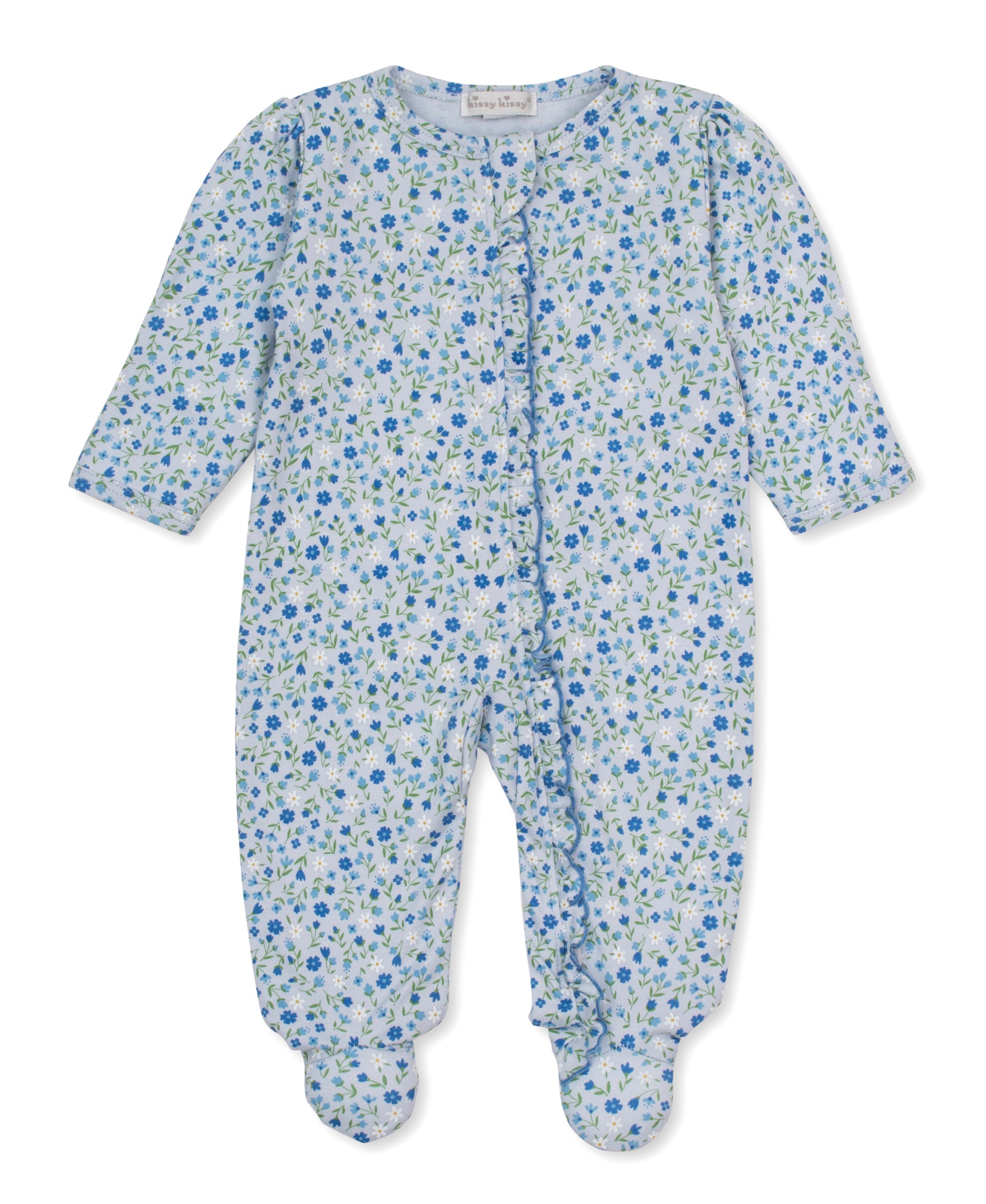 Pretty Petals Blue Zip Footie