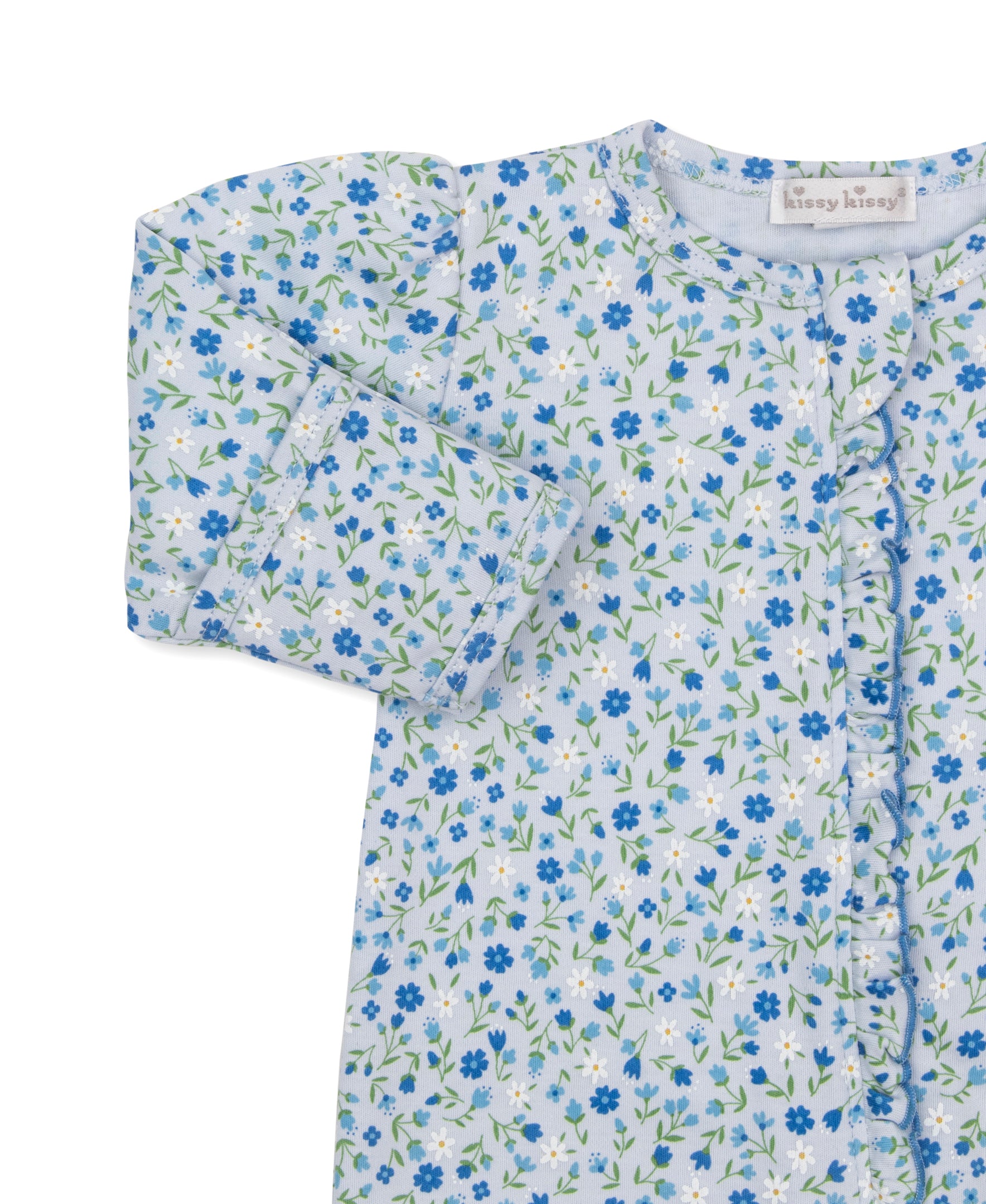 Pretty Petals Blue Zip Footie