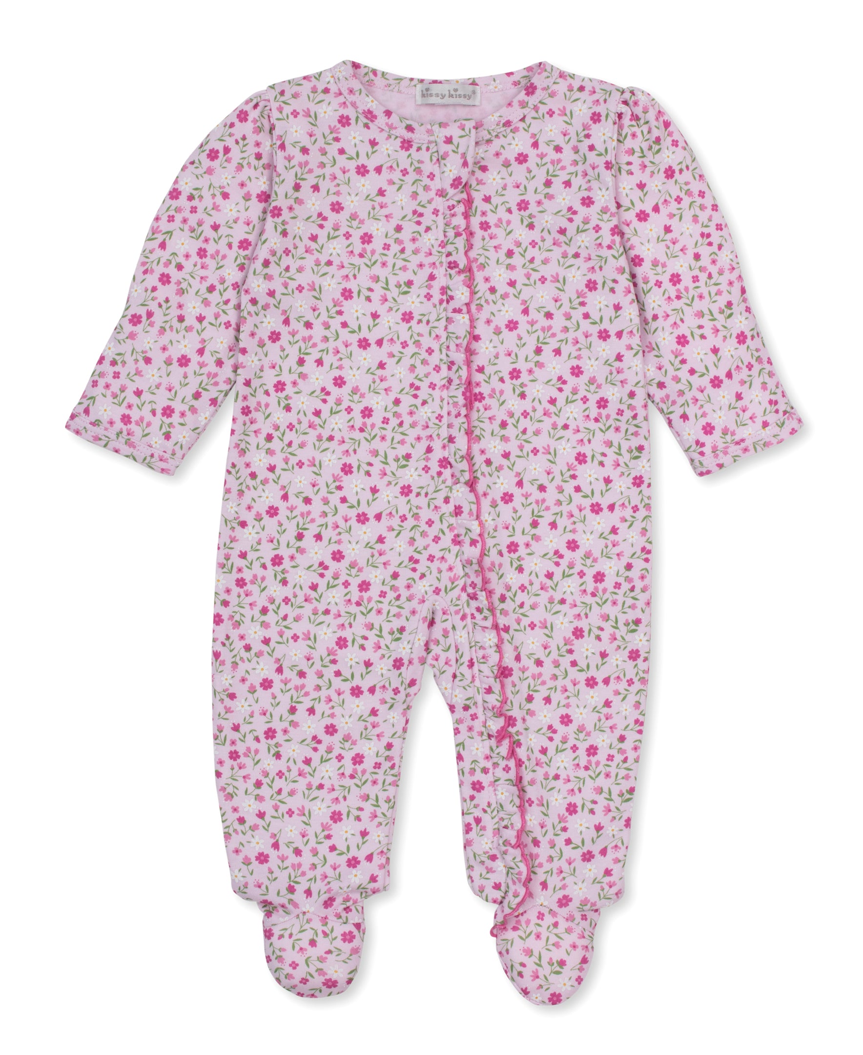 Pretty Petals Pink Zip Footie - Kissy Kissy